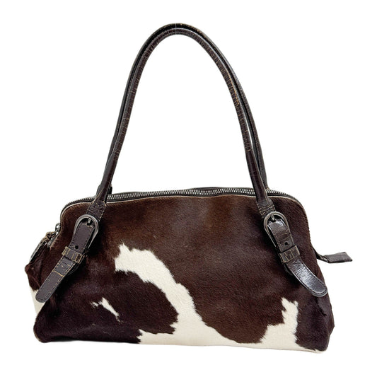 Brown Cow Print Pony Hair Shoulder Bag