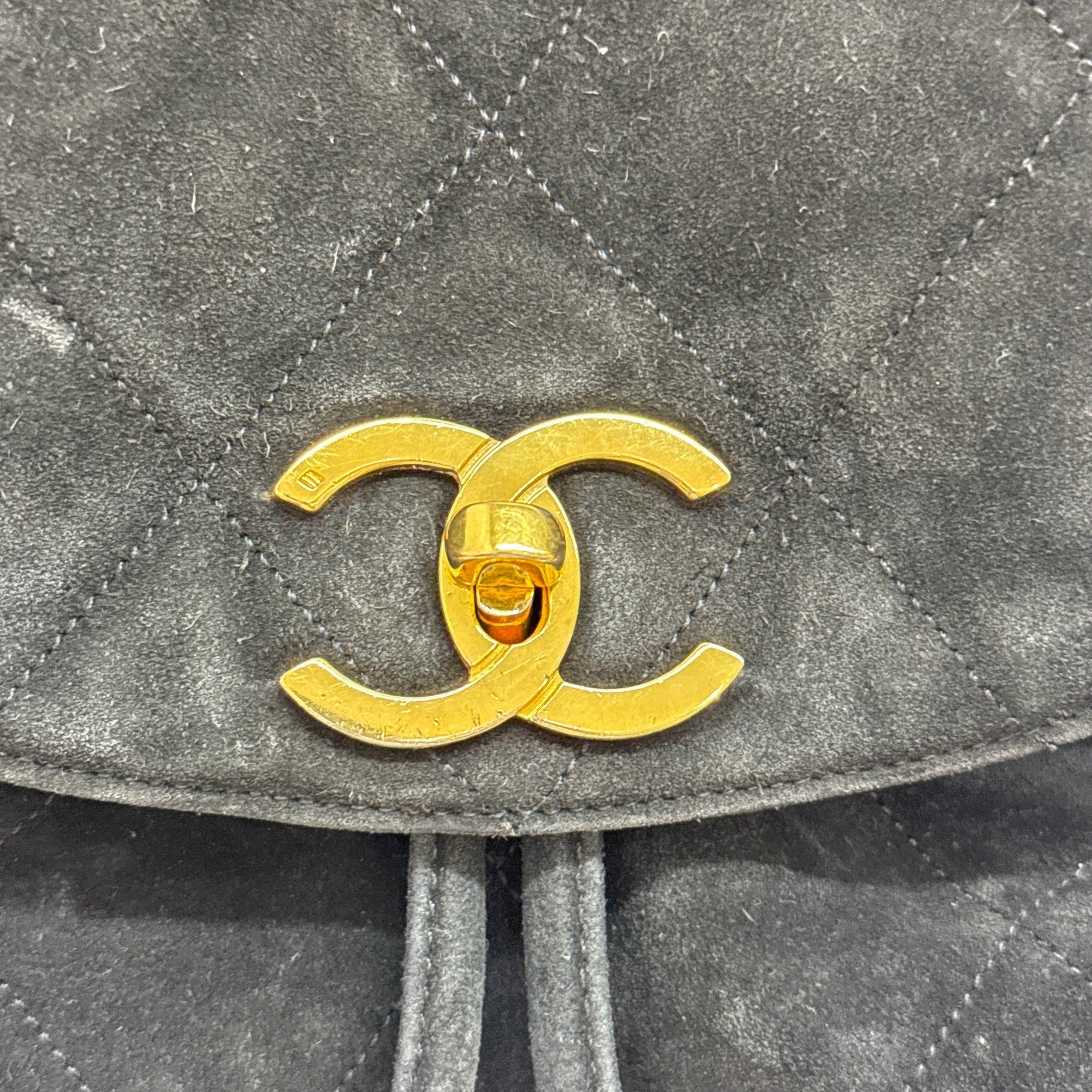 Matelasse Black Suede Backpack