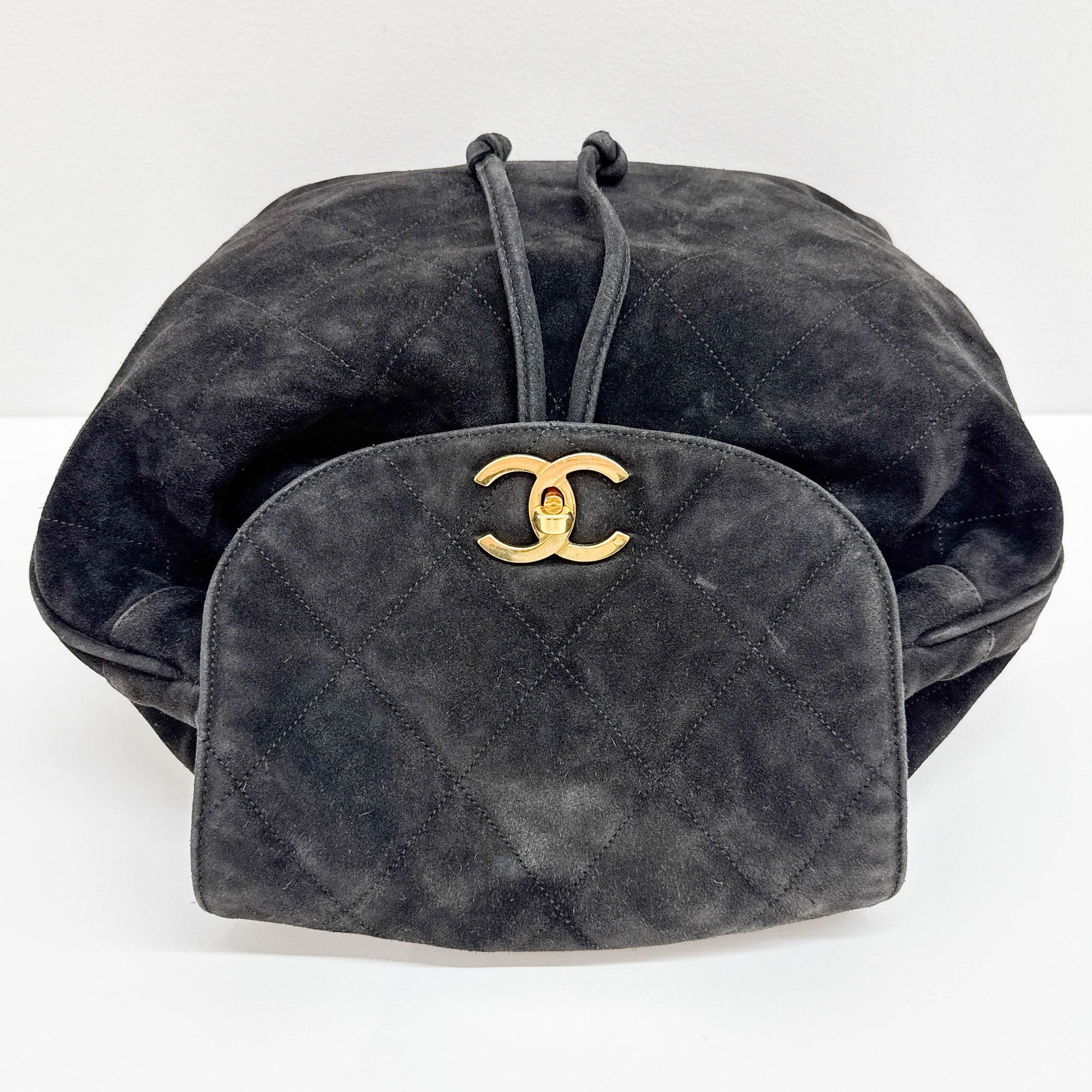 Matelasse Black Suede Backpack