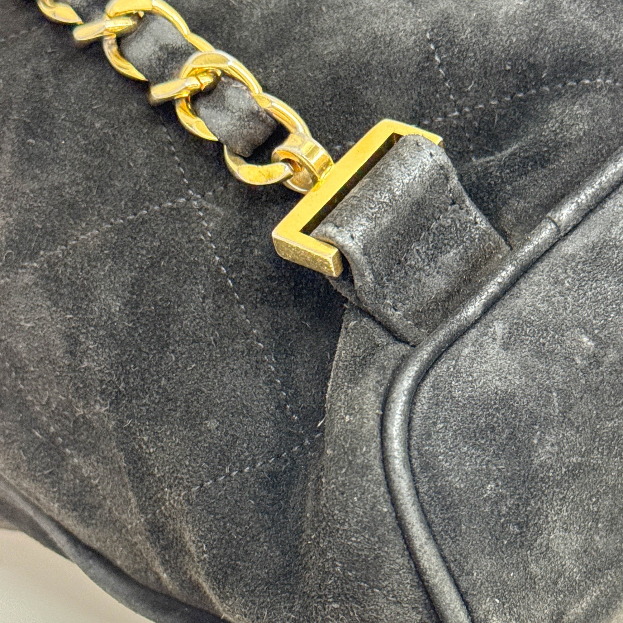 Matelasse Black Suede Backpack