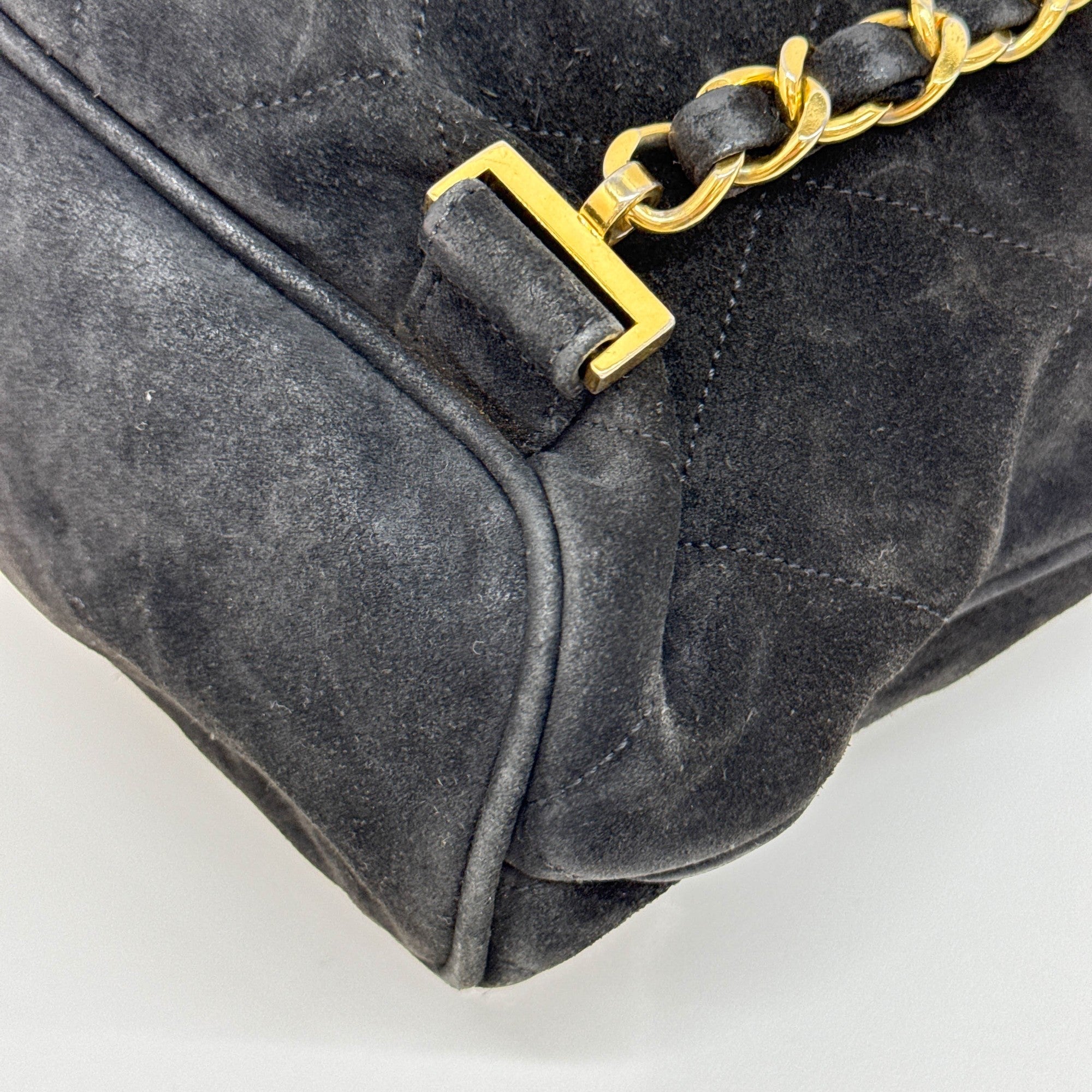Matelasse Black Suede Backpack