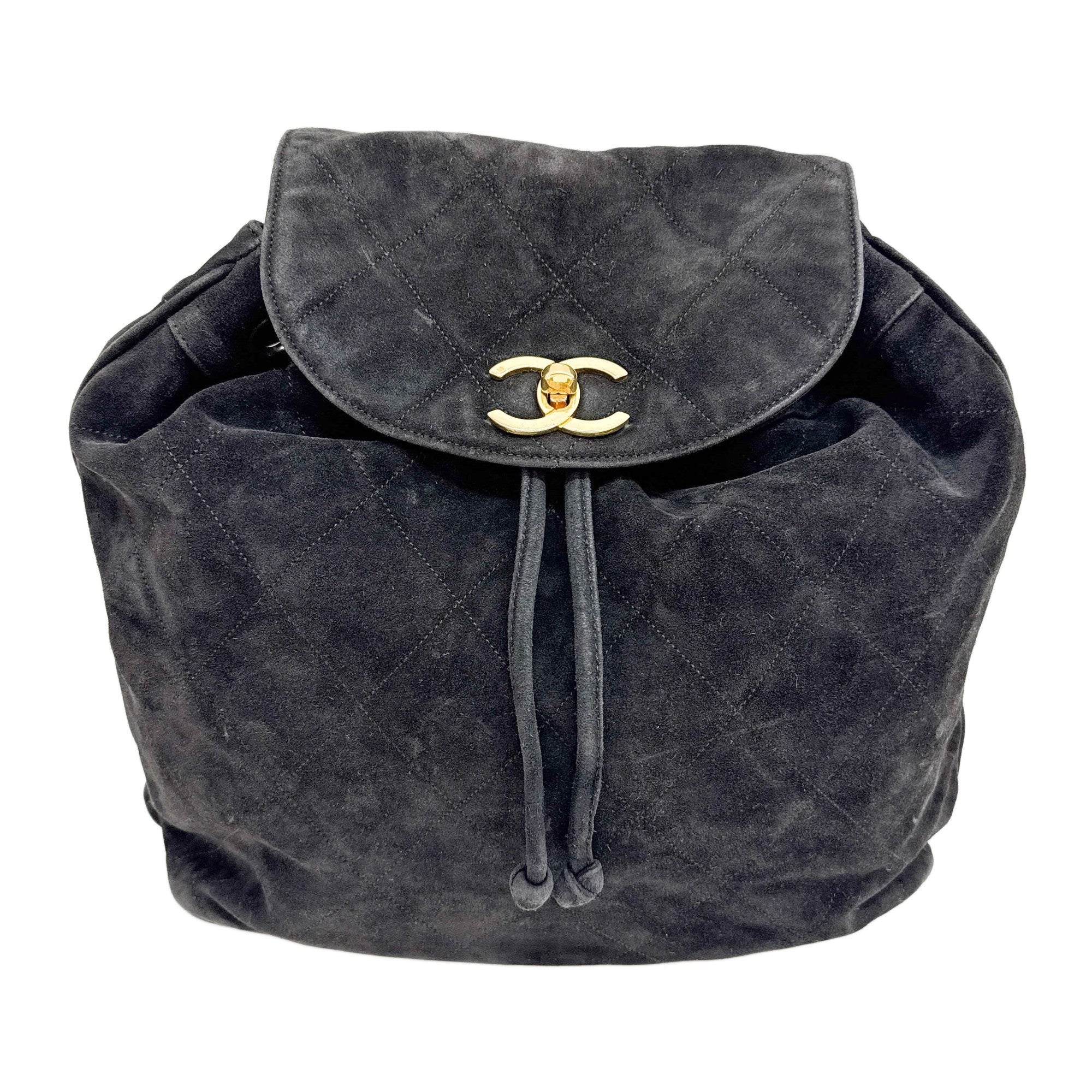 Matelasse Black Suede Backpack