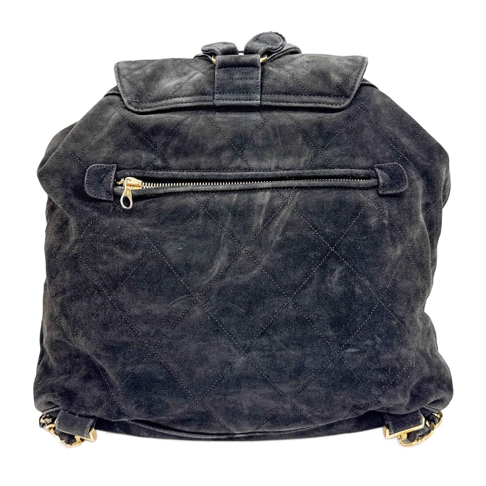 Matelasse Black Suede Backpack