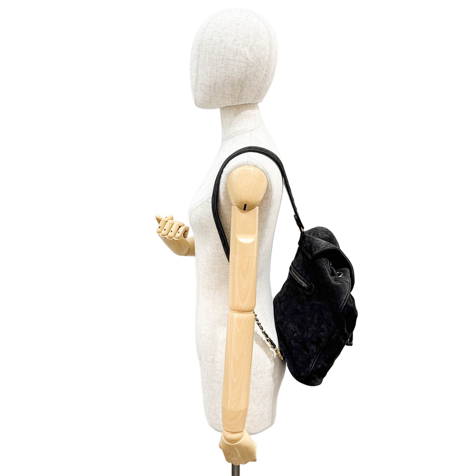 Matelasse Black Suede Backpack