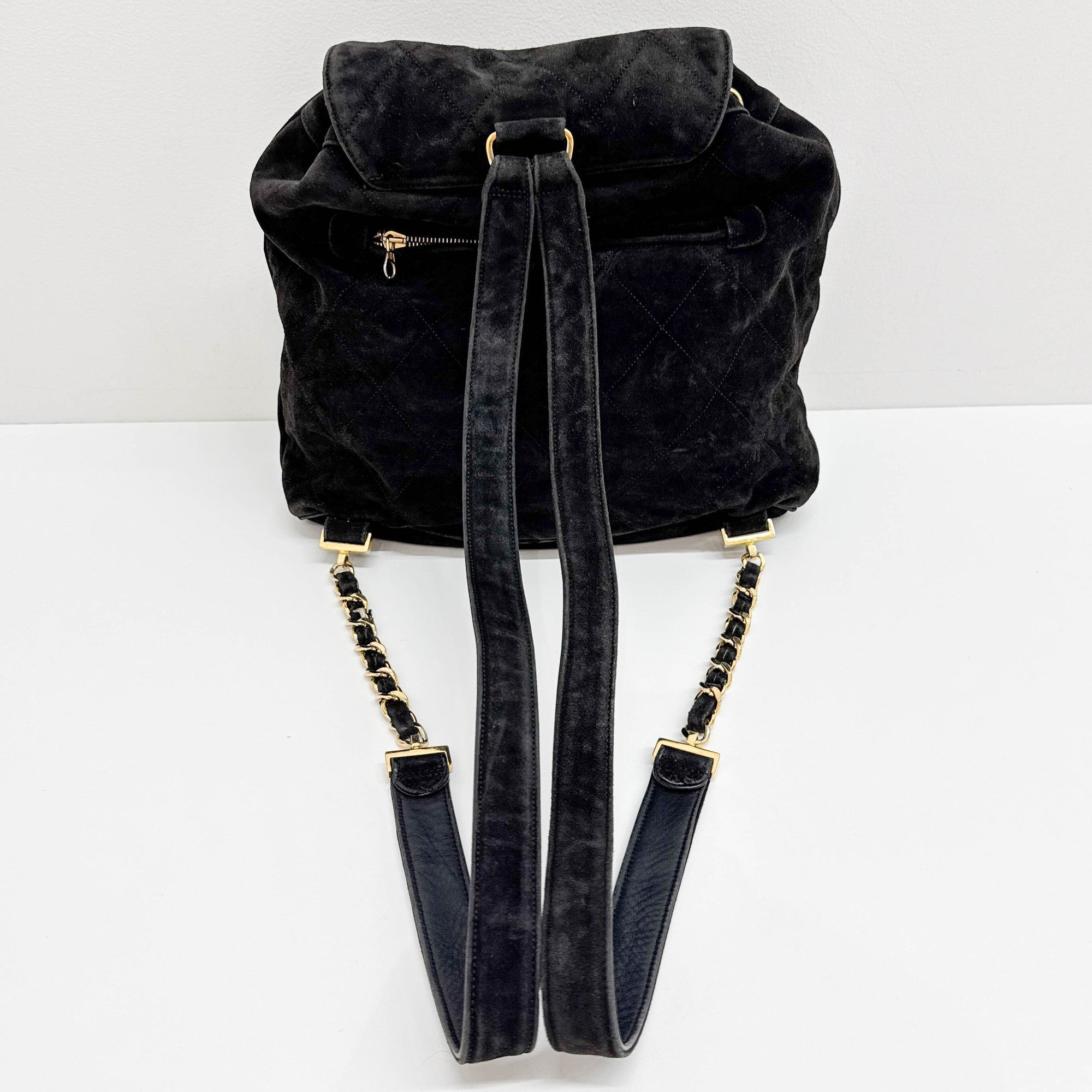 Matelasse Black Suede Backpack