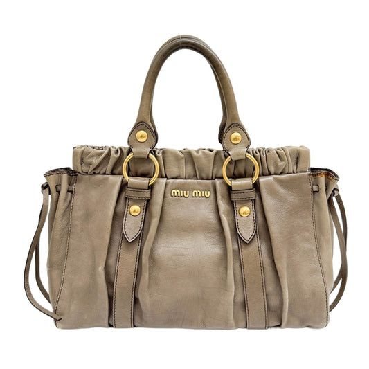 Vitello Taupe Leather Hand Bag