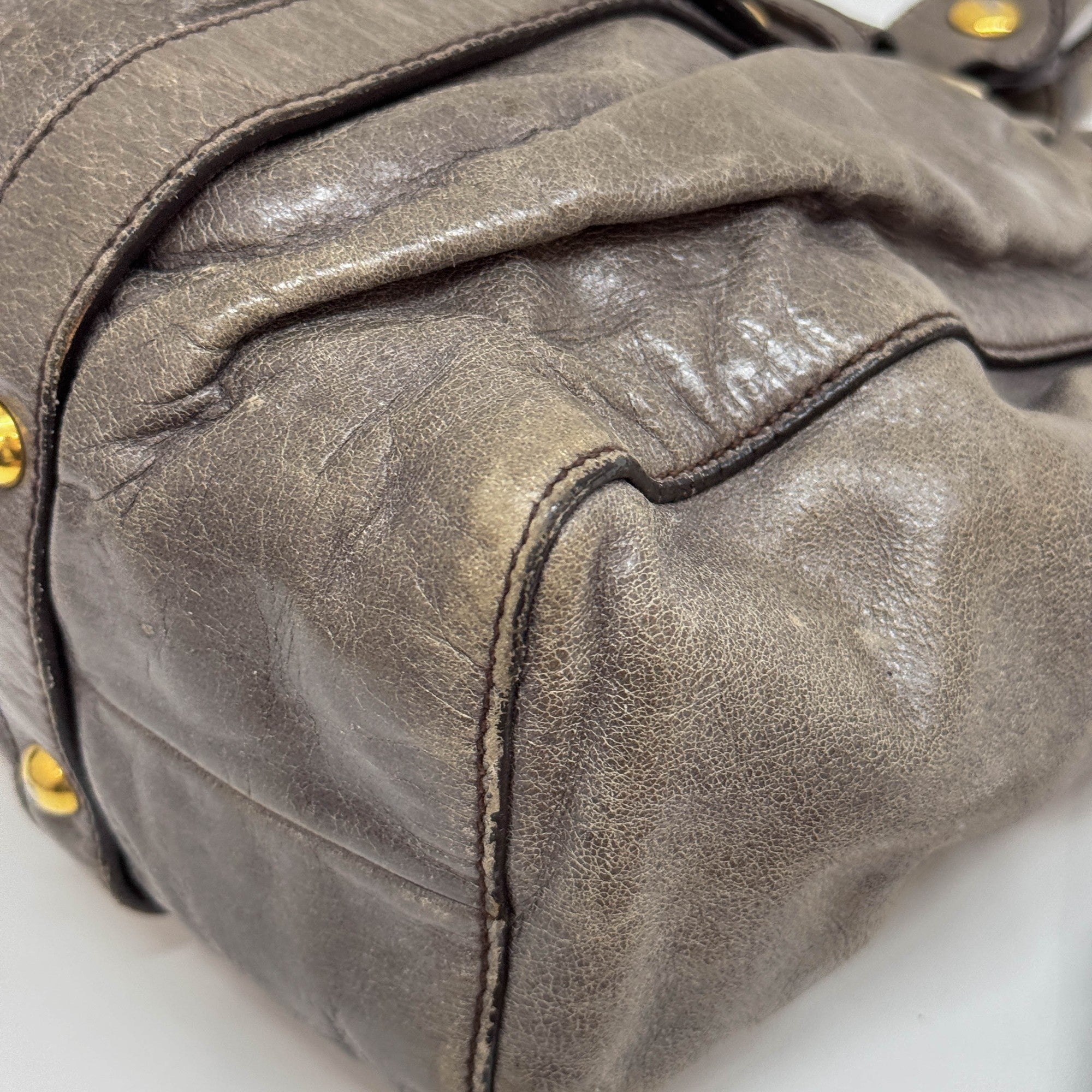 Vitello Green Leather Two Way Bag