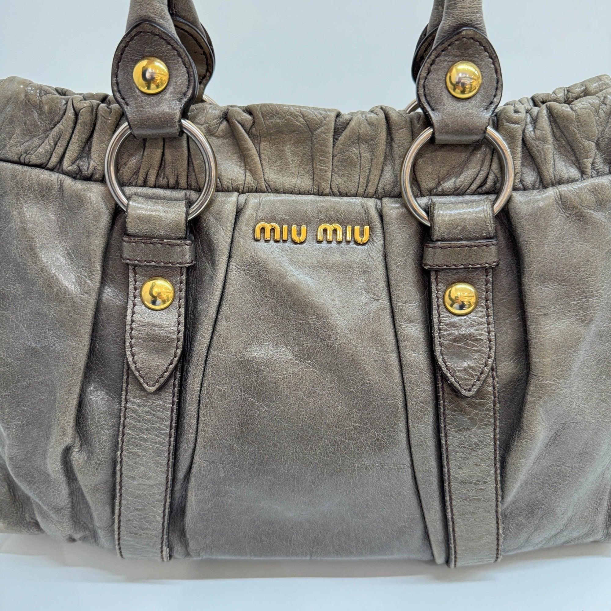 Vitello Green Leather Two Way Bag