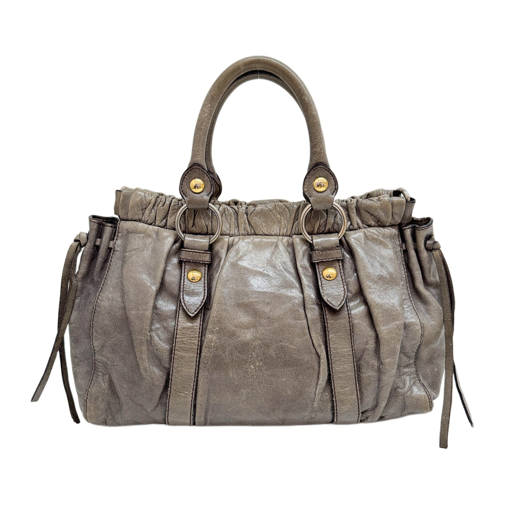 Vitello Green Leather Two Way Bag