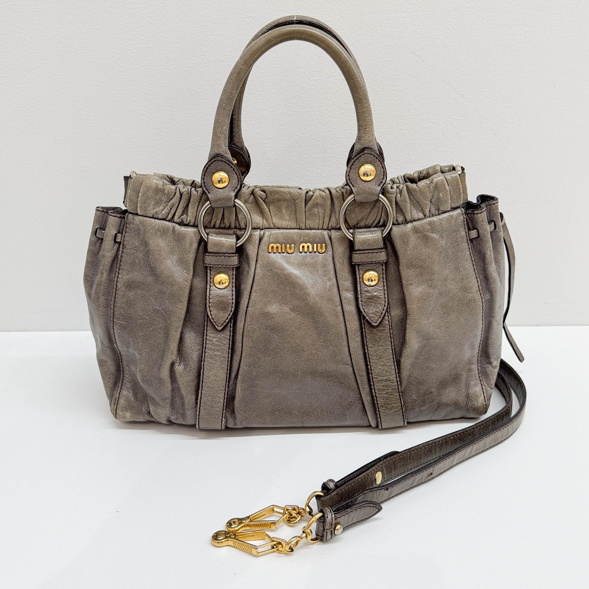 Vitello Green Leather Two Way Bag