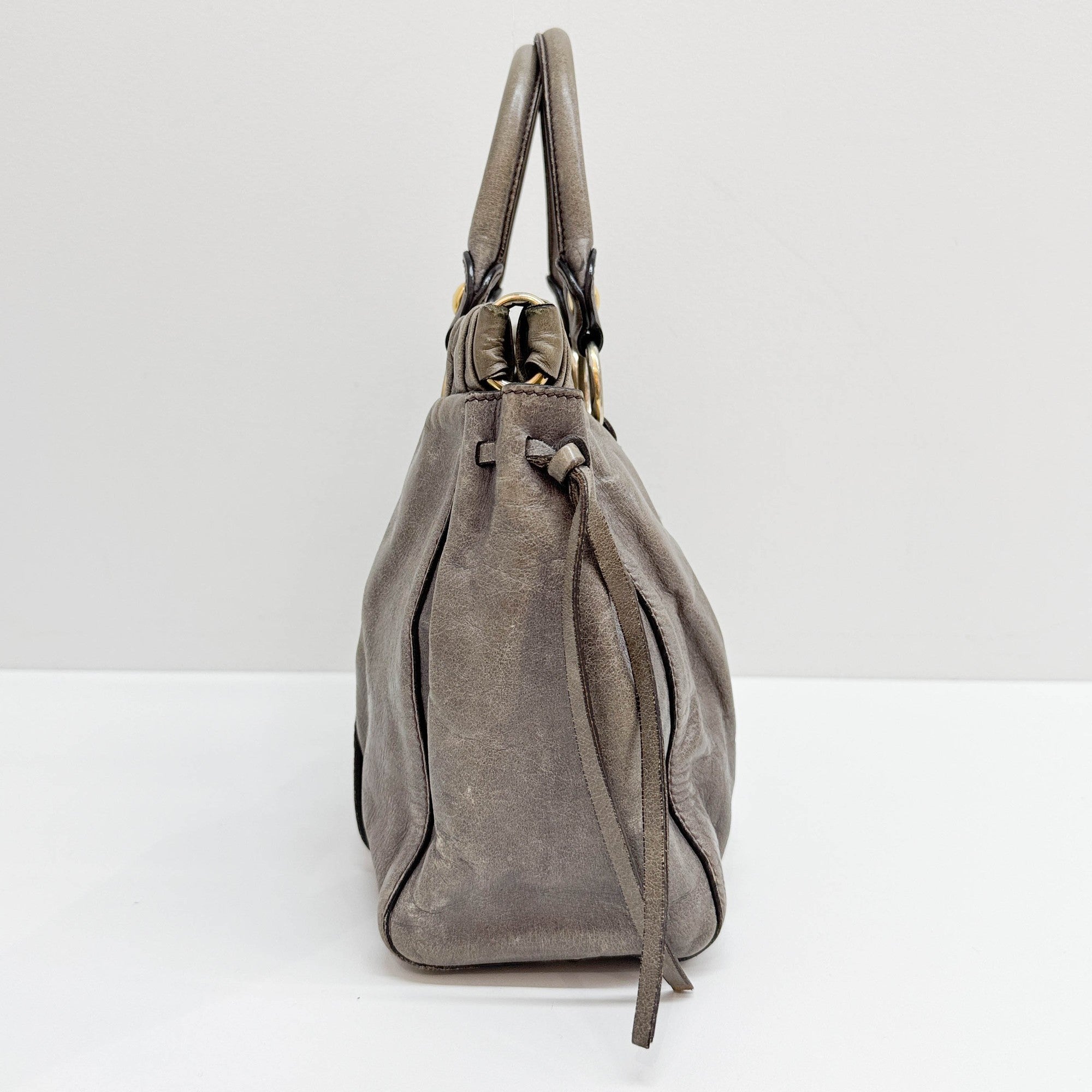 Vitello Green Leather Two Way Bag