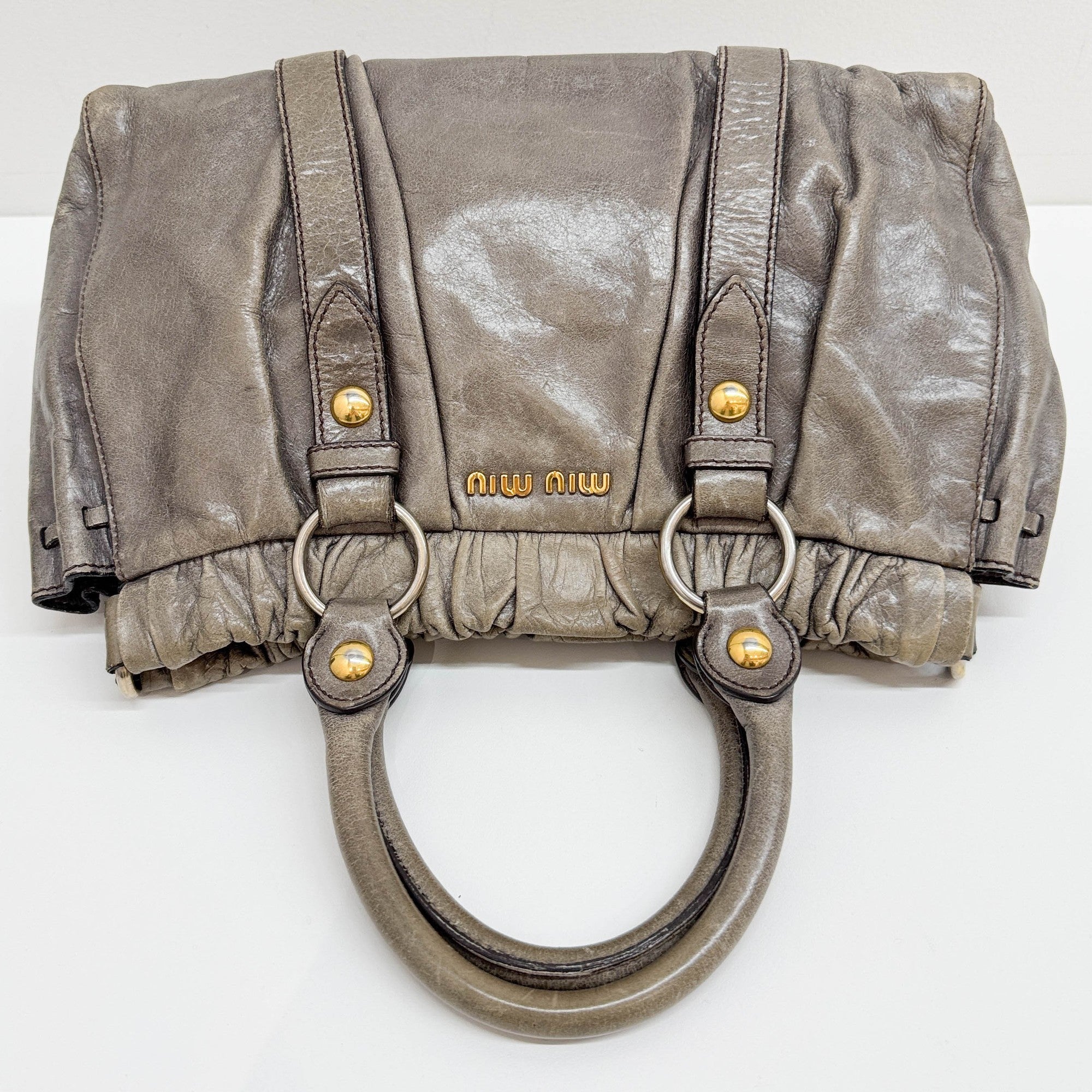 Vitello Green Leather Two Way Bag