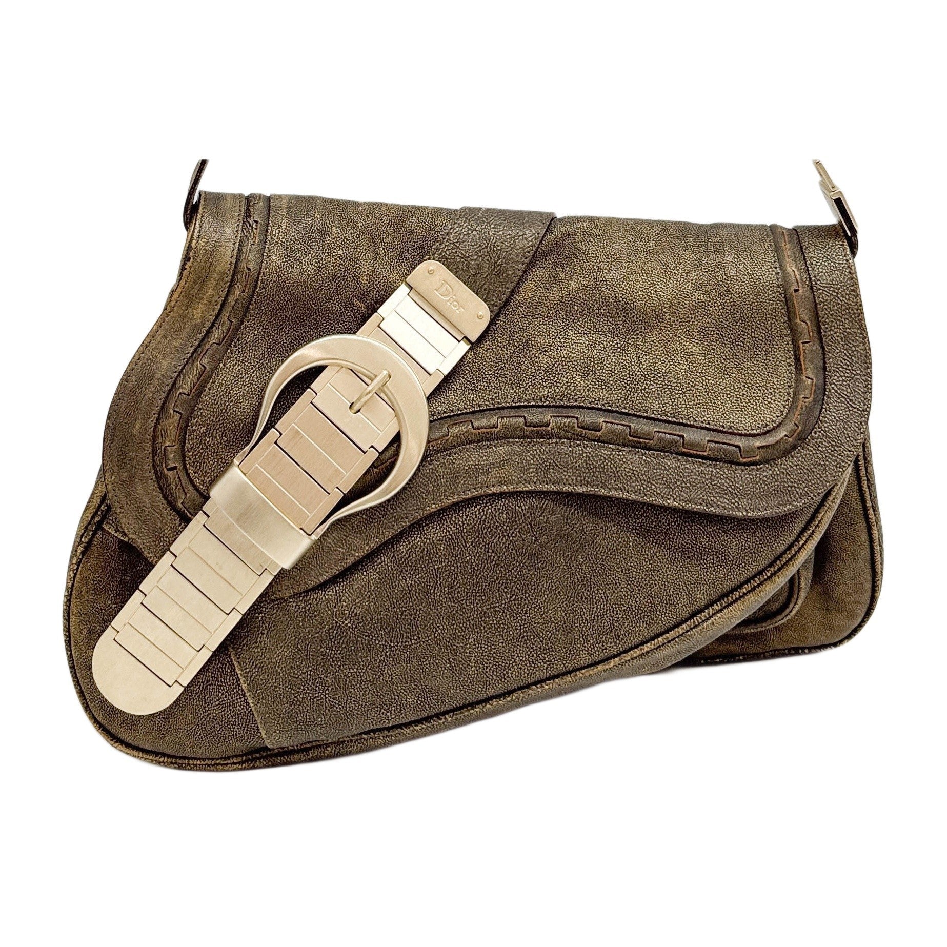 Gaucho Oyster Strap Gold Leather Shoulder Bag