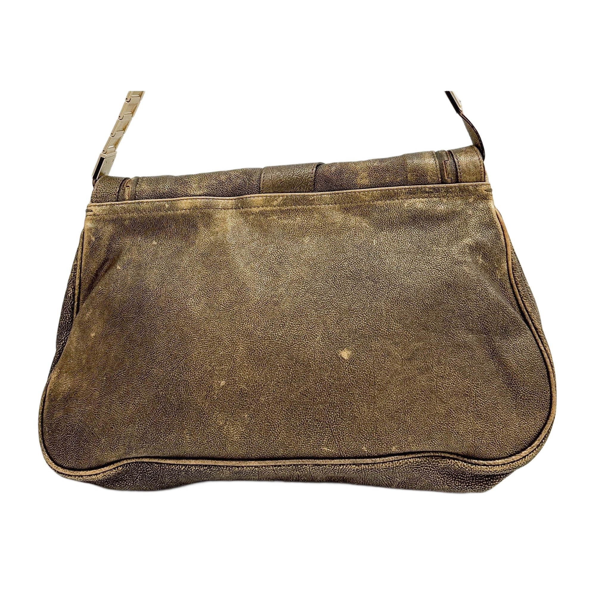 Gaucho Oyster Strap Gold Leather Shoulder Bag