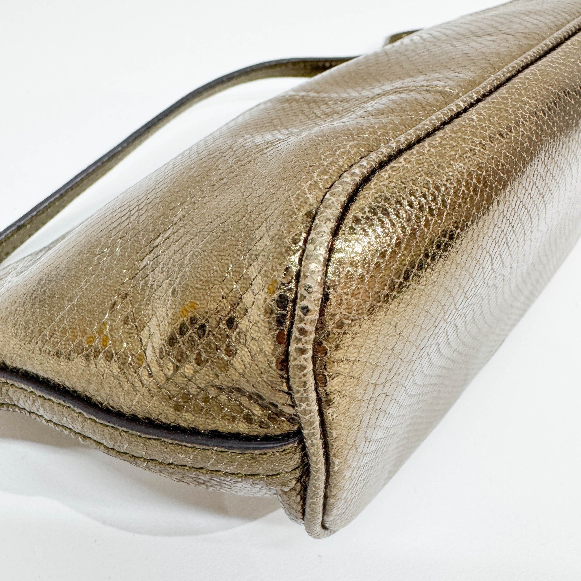 Boat Gold Leather Pouch Bag