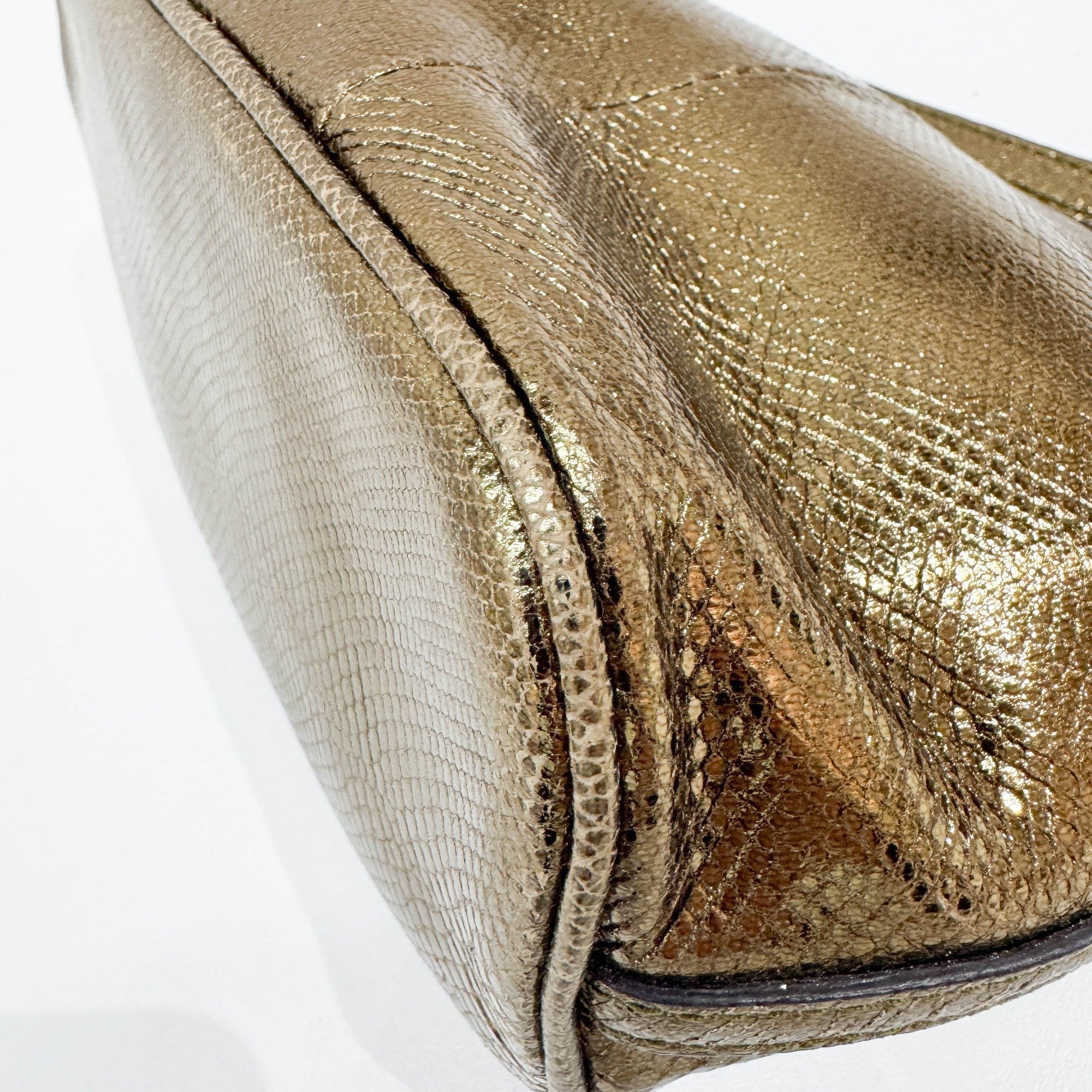 Boat Gold Leather Pouch Bag