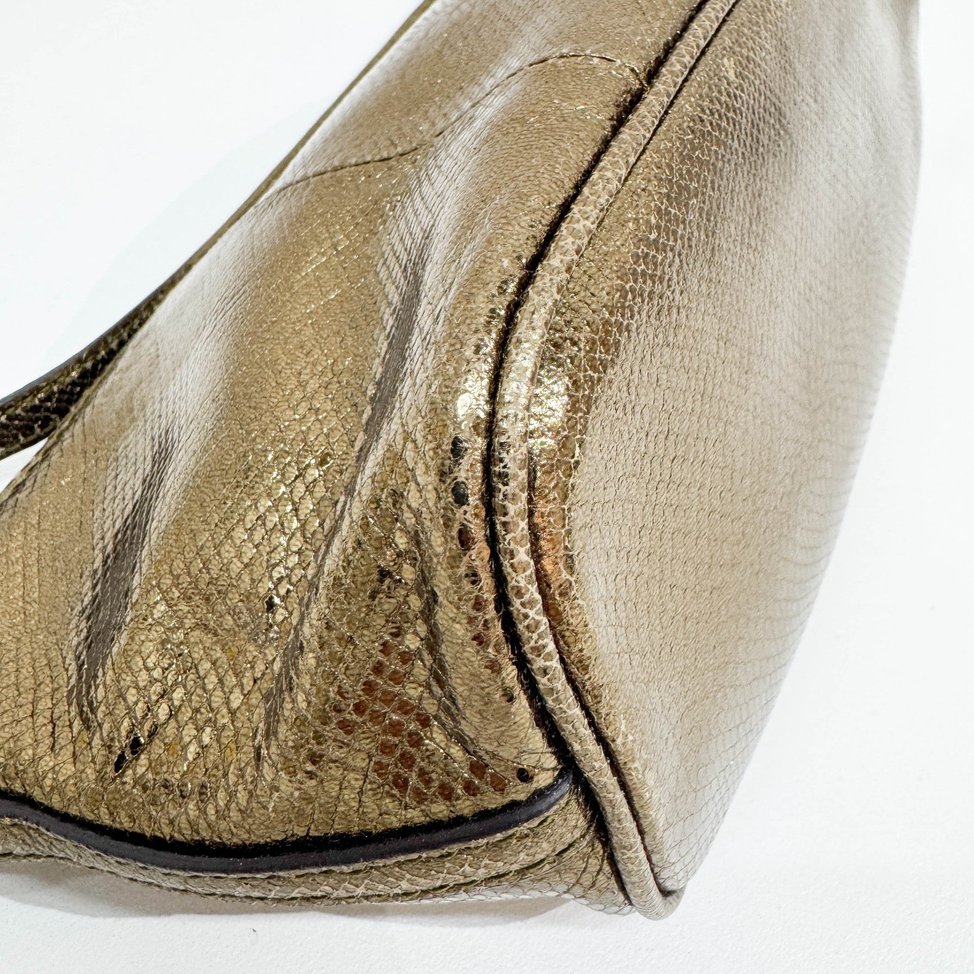 Boat Gold Leather Pouch Bag