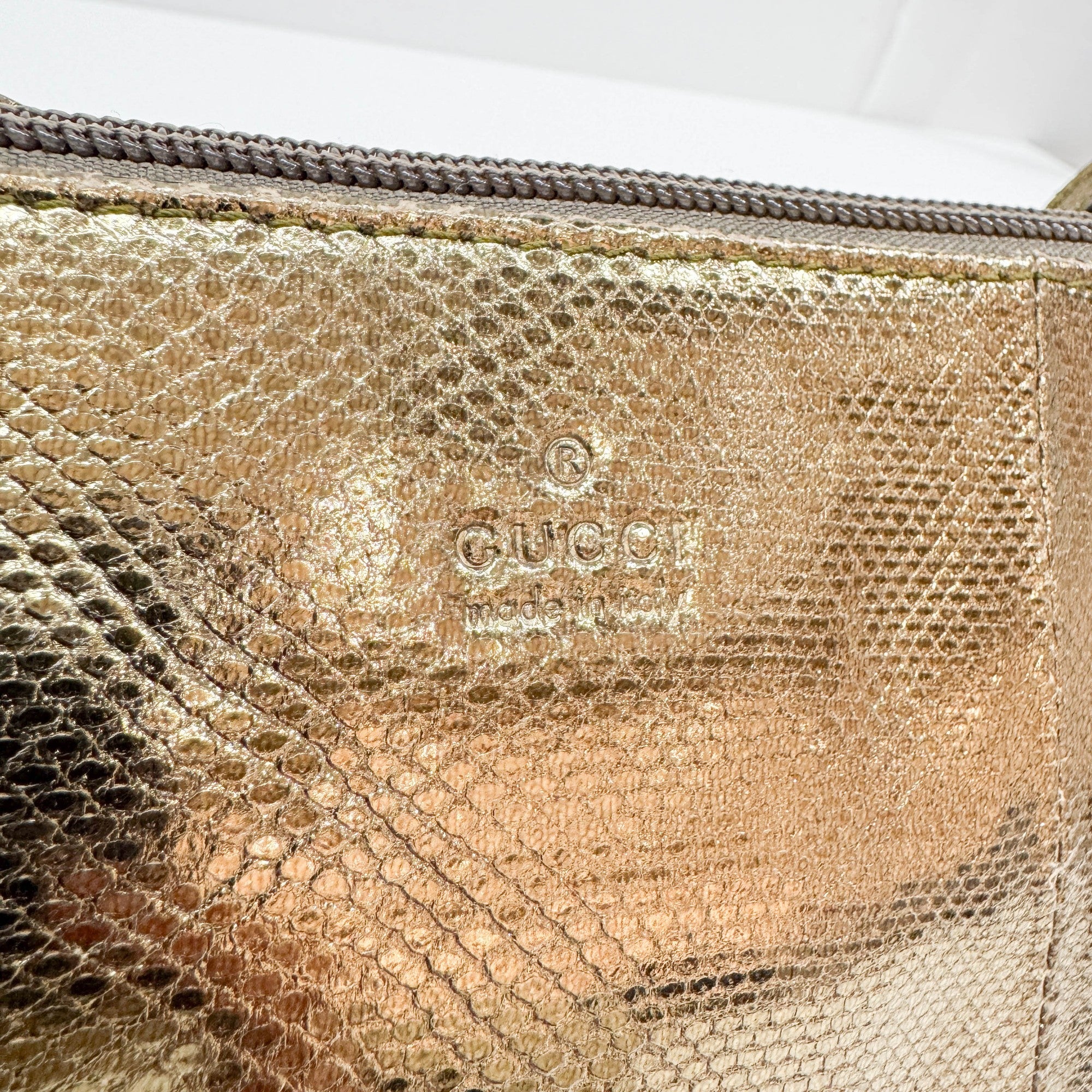 Boat Gold Leather Pouch Bag