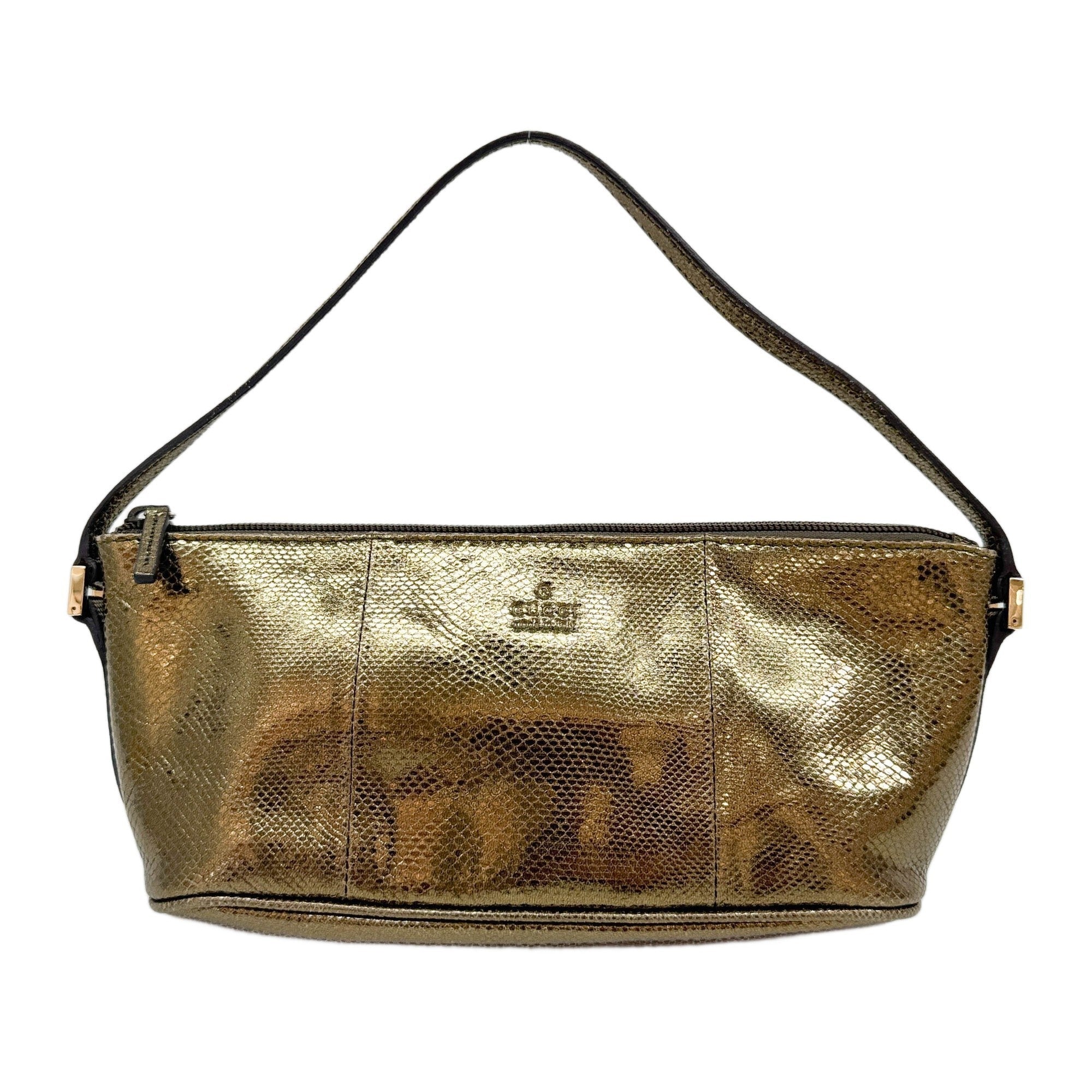 Boat Gold Leather Pouch Bag