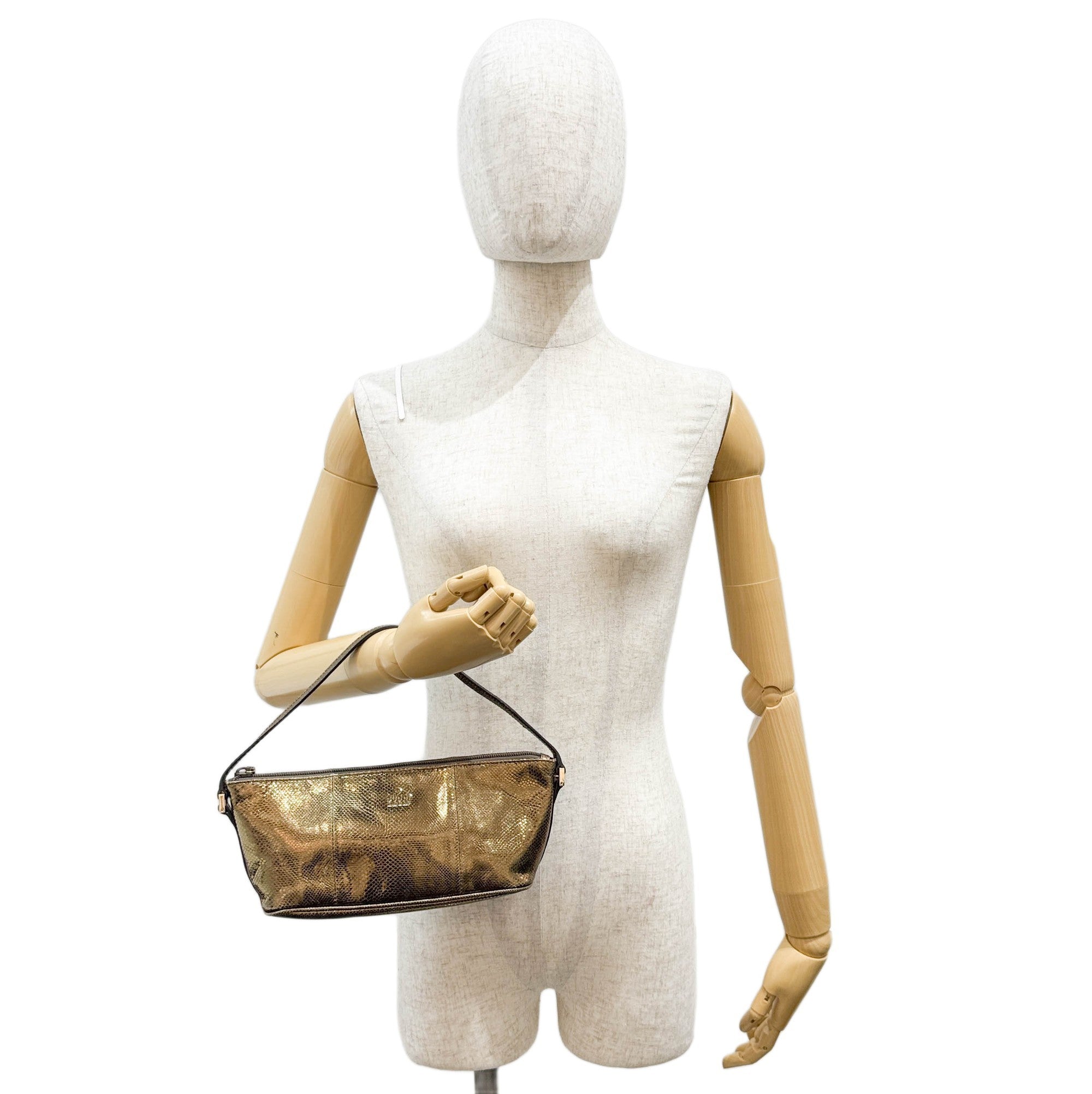 Boat Gold Leather Pouch Bag