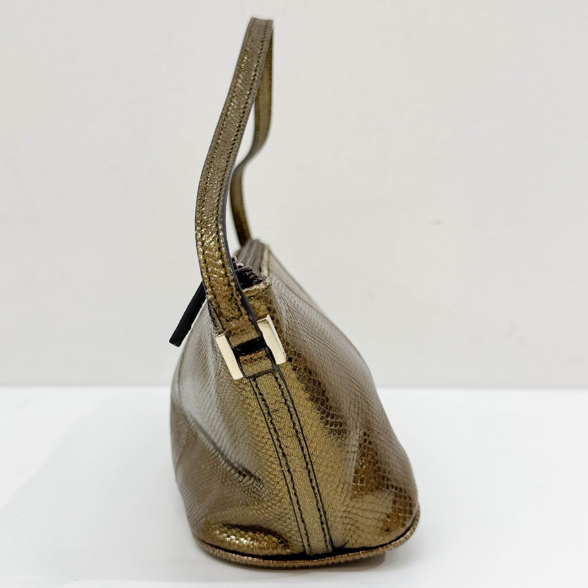 Boat Gold Leather Pouch Bag