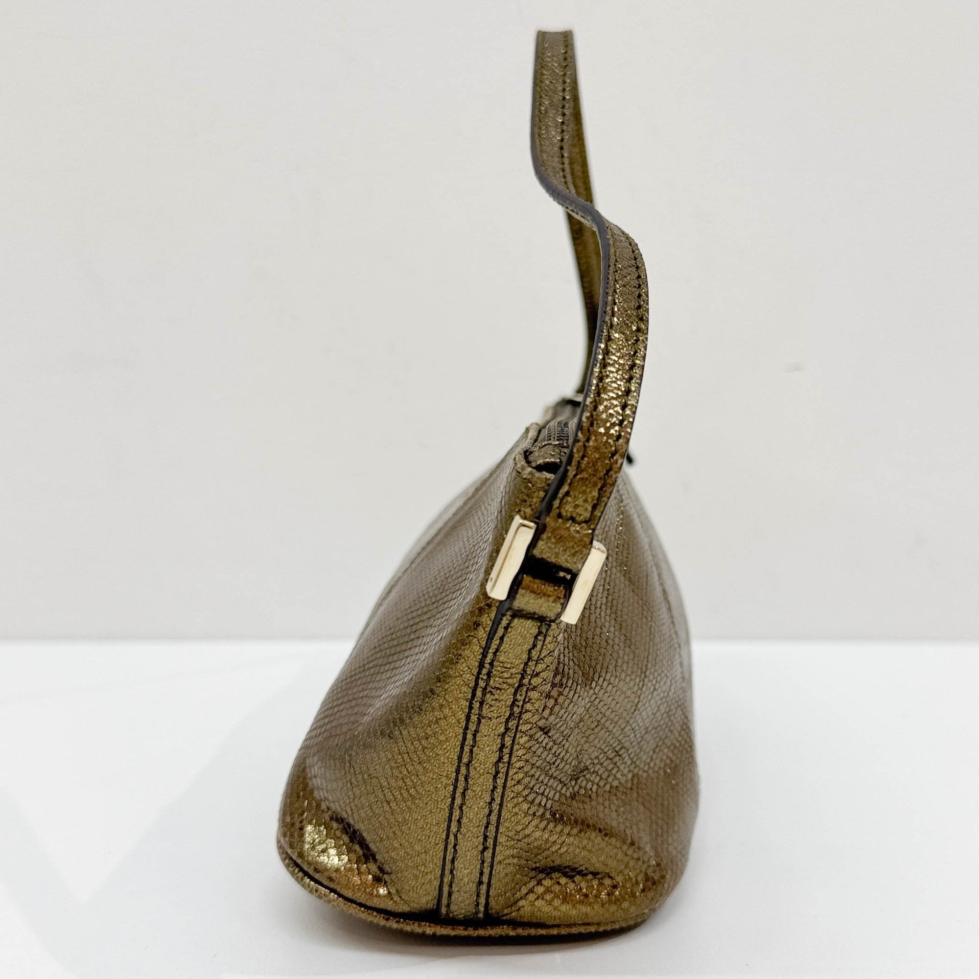 Boat Gold Leather Pouch Bag