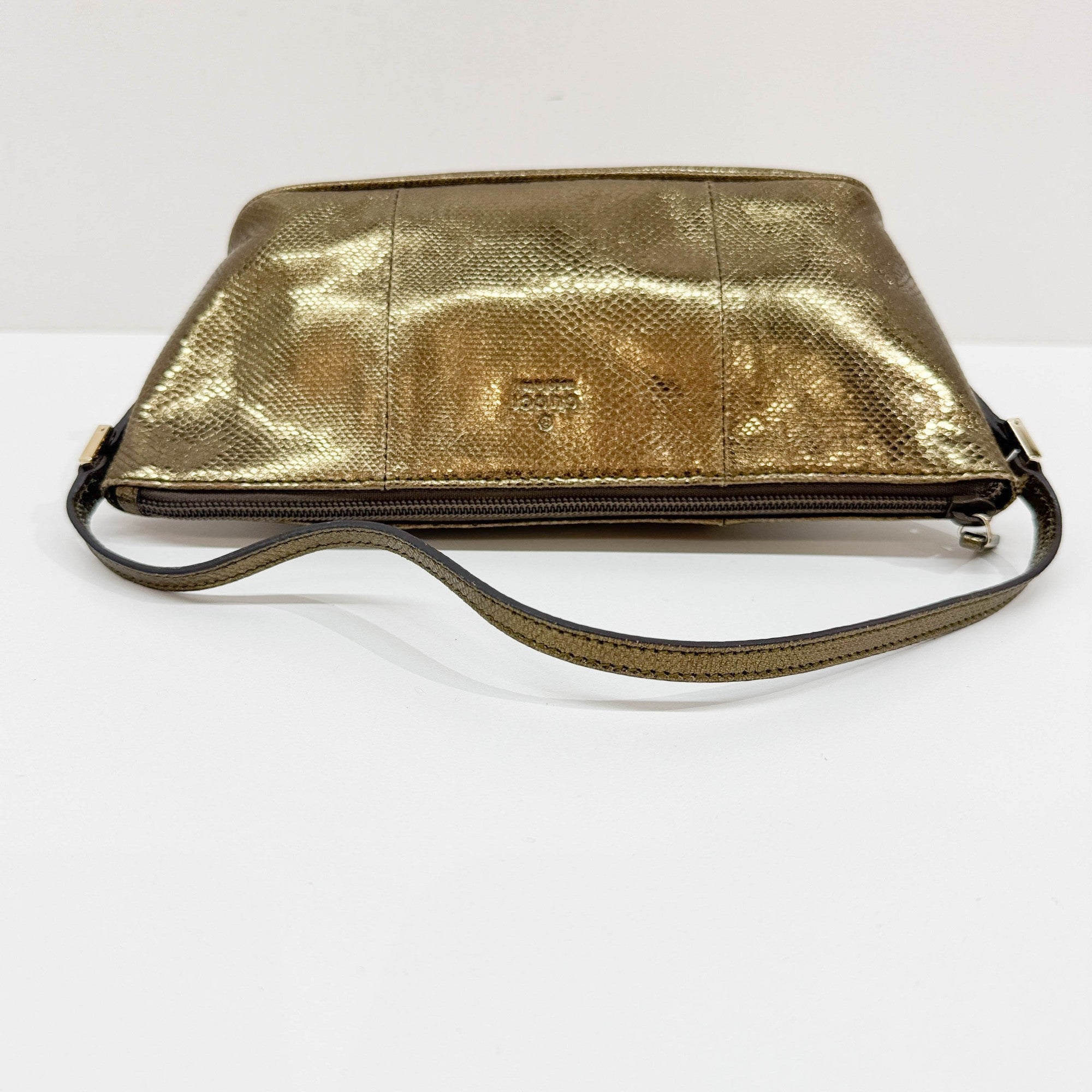Boat Gold Leather Pouch Bag