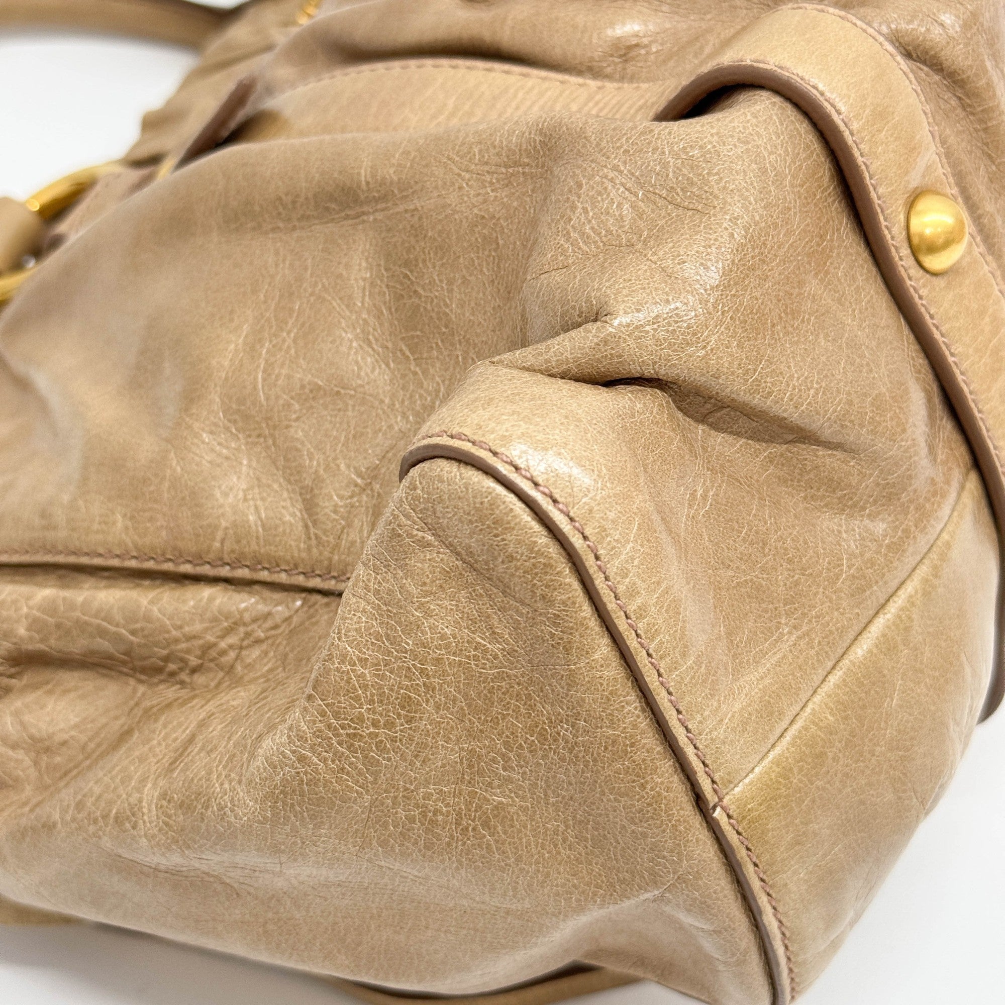 Vitello Sand Brown Leather Two Way Bag