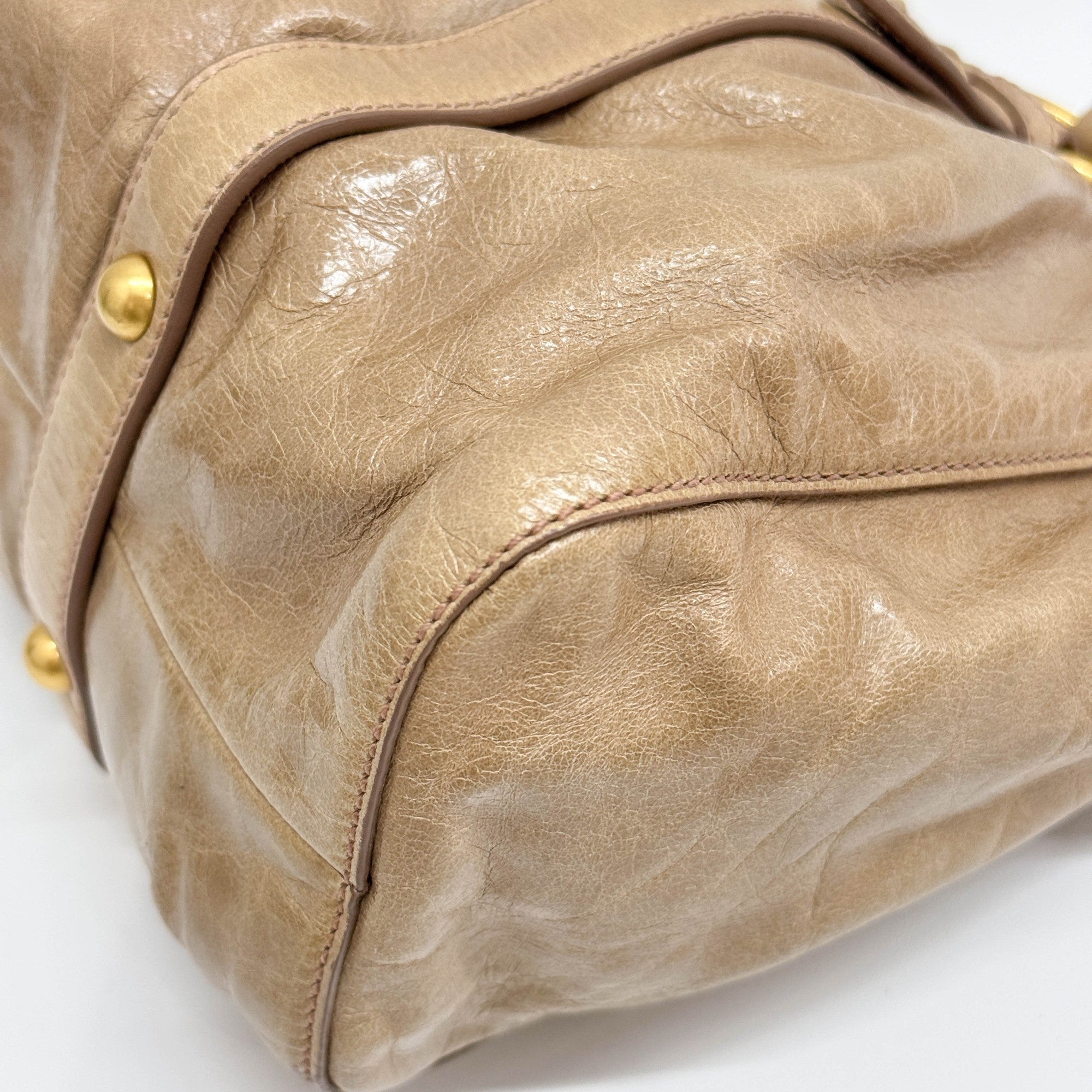 Vitello Sand Brown Leather Two Way Bag