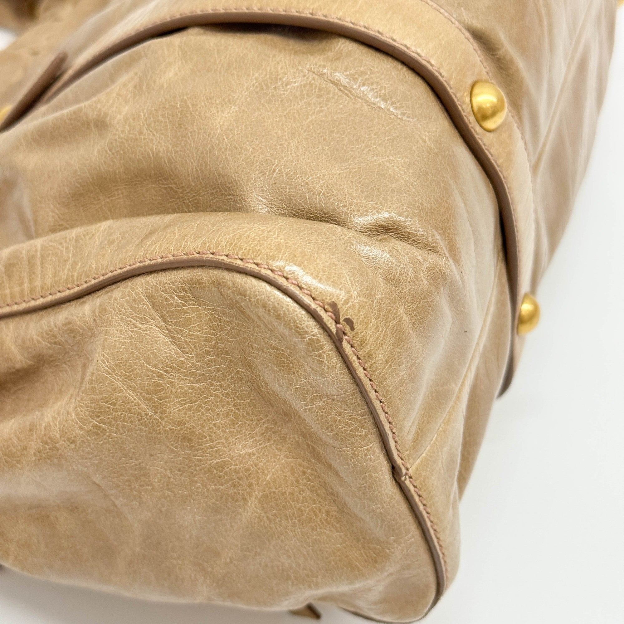 Vitello Sand Brown Leather Two Way Bag