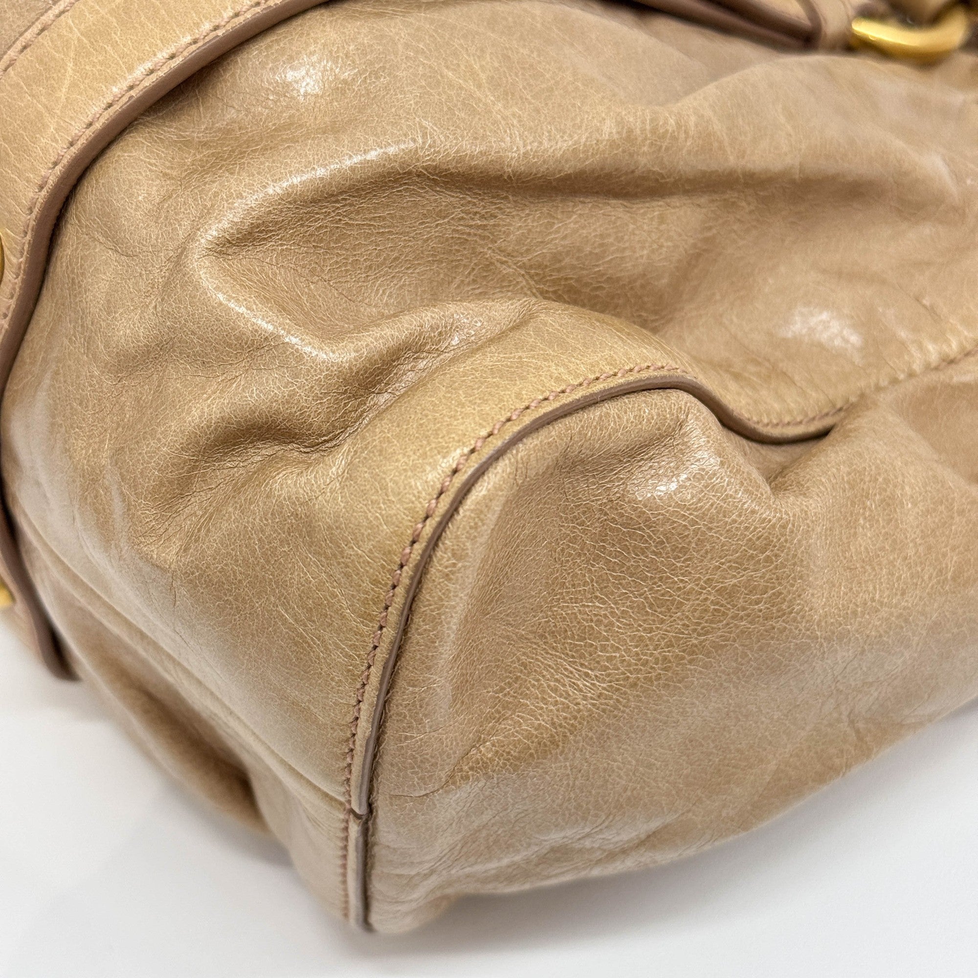 Vitello Sand Brown Leather Two Way Bag