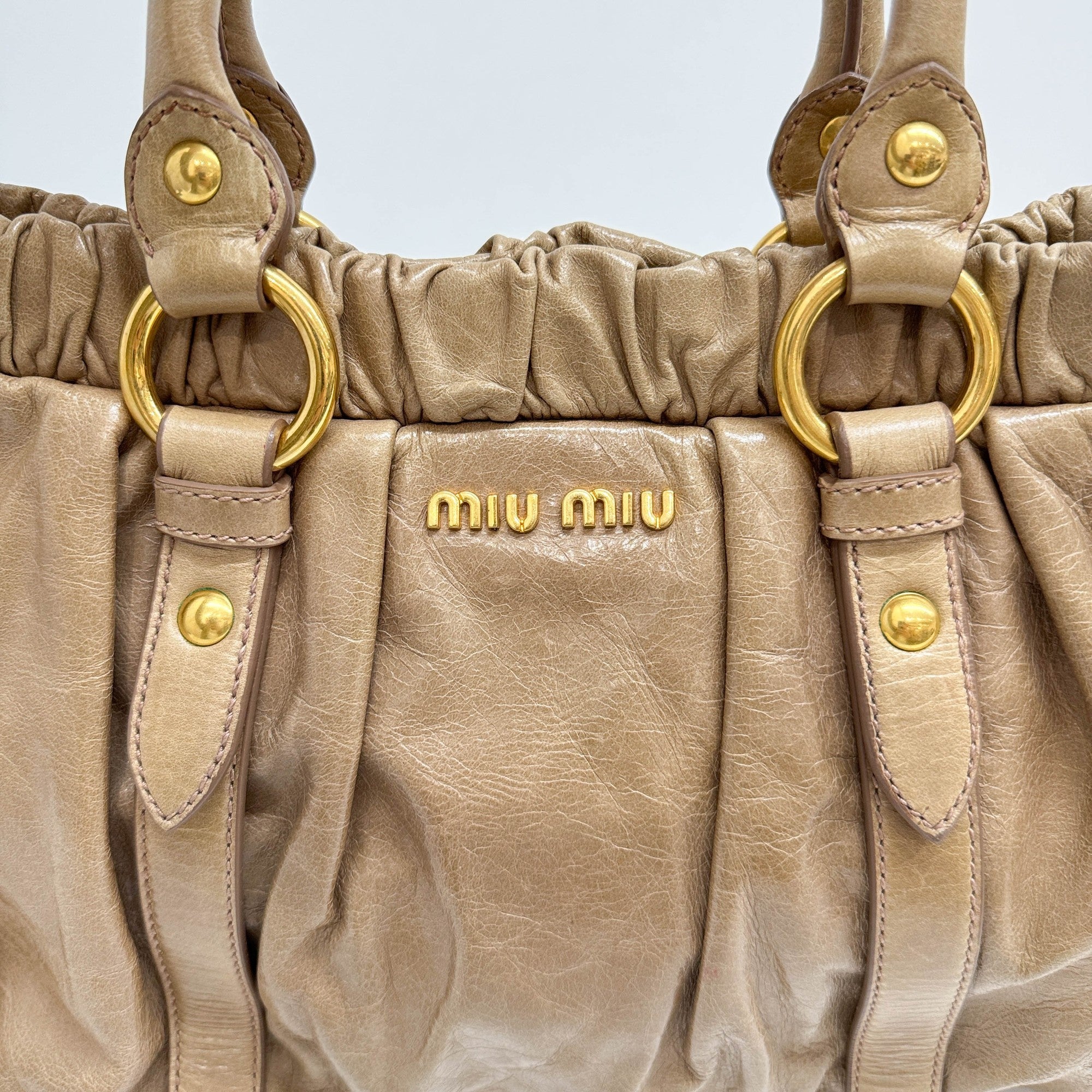 Vitello Sand Brown Leather Two Way Bag