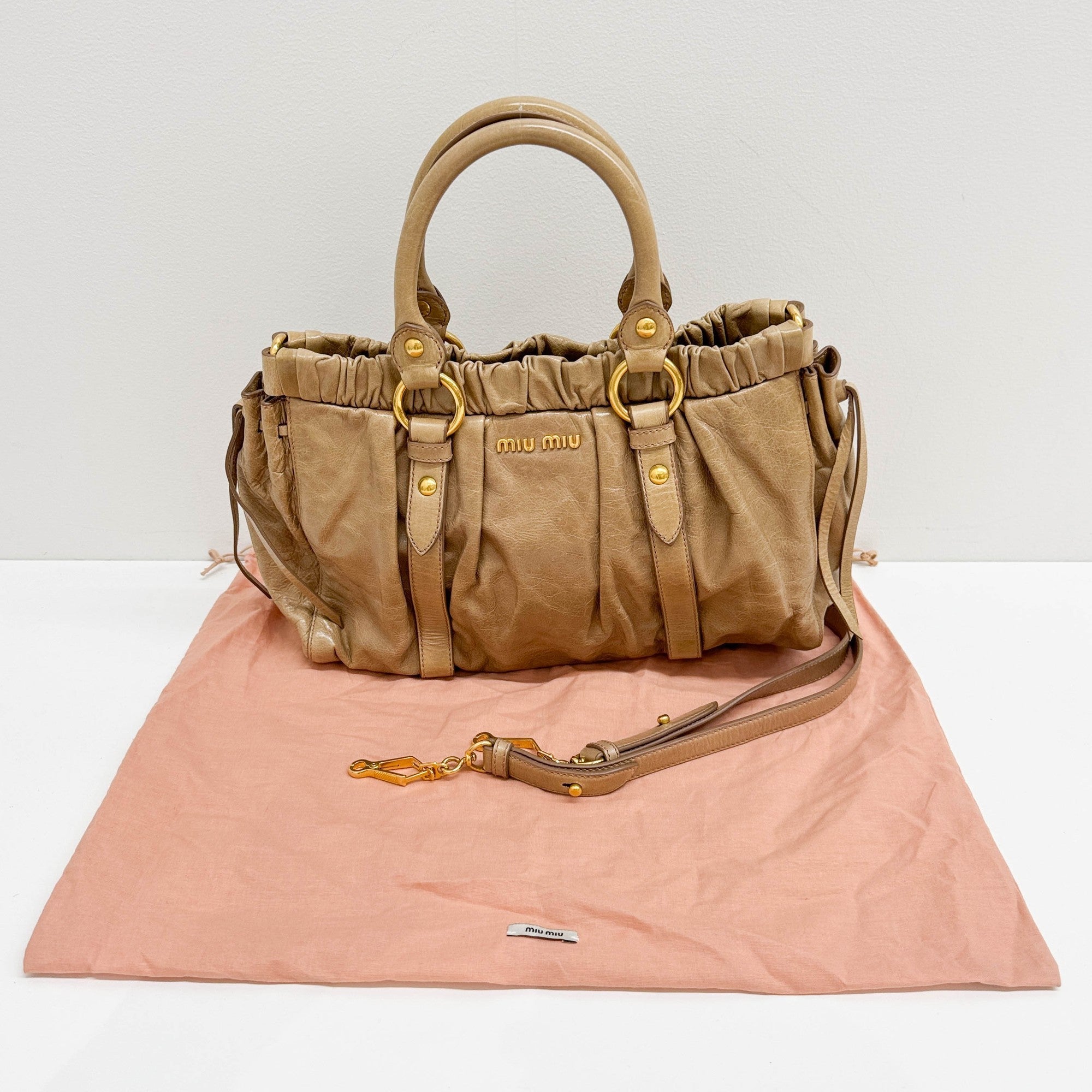 Vitello Sand Brown Leather Two Way Bag