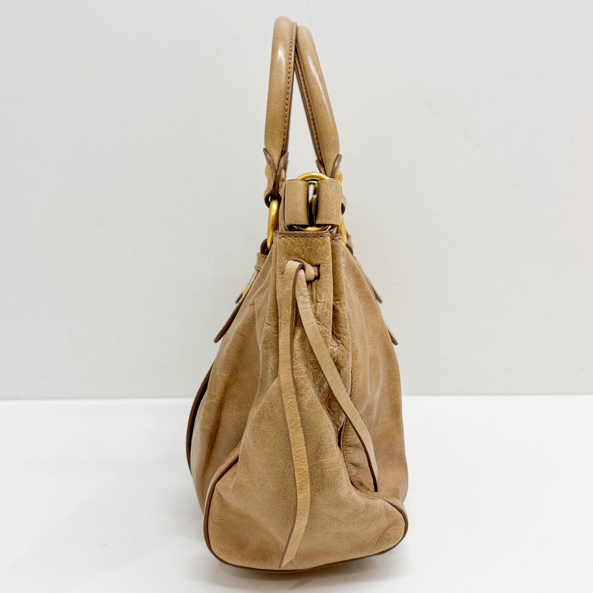 Vitello Sand Brown Leather Two Way Bag