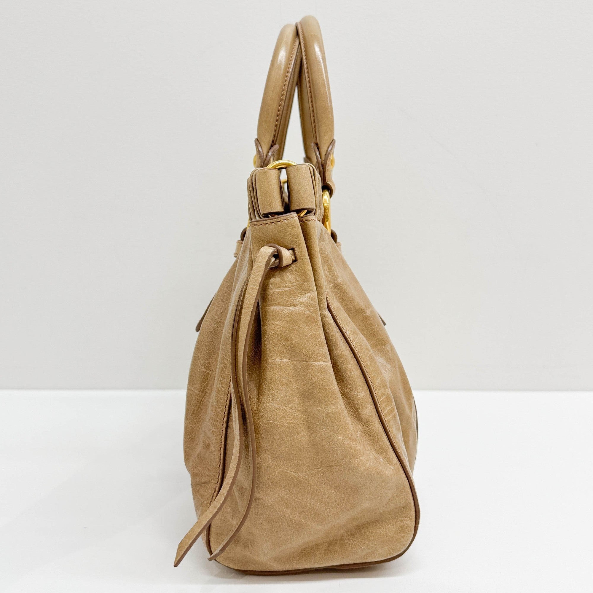 Vitello Sand Brown Leather Two Way Bag