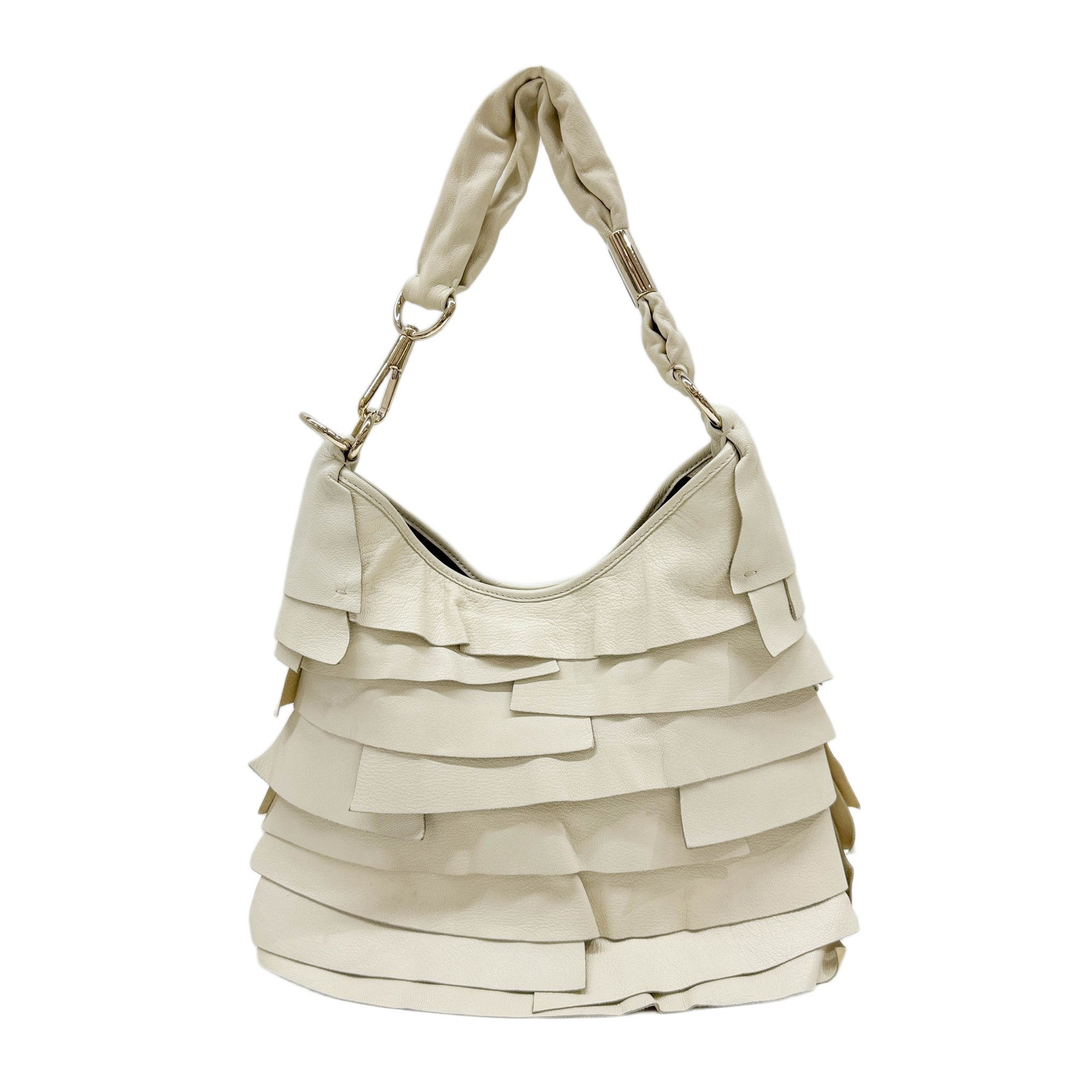 Saint Tropez Offwhite Leather Shoulder Bag