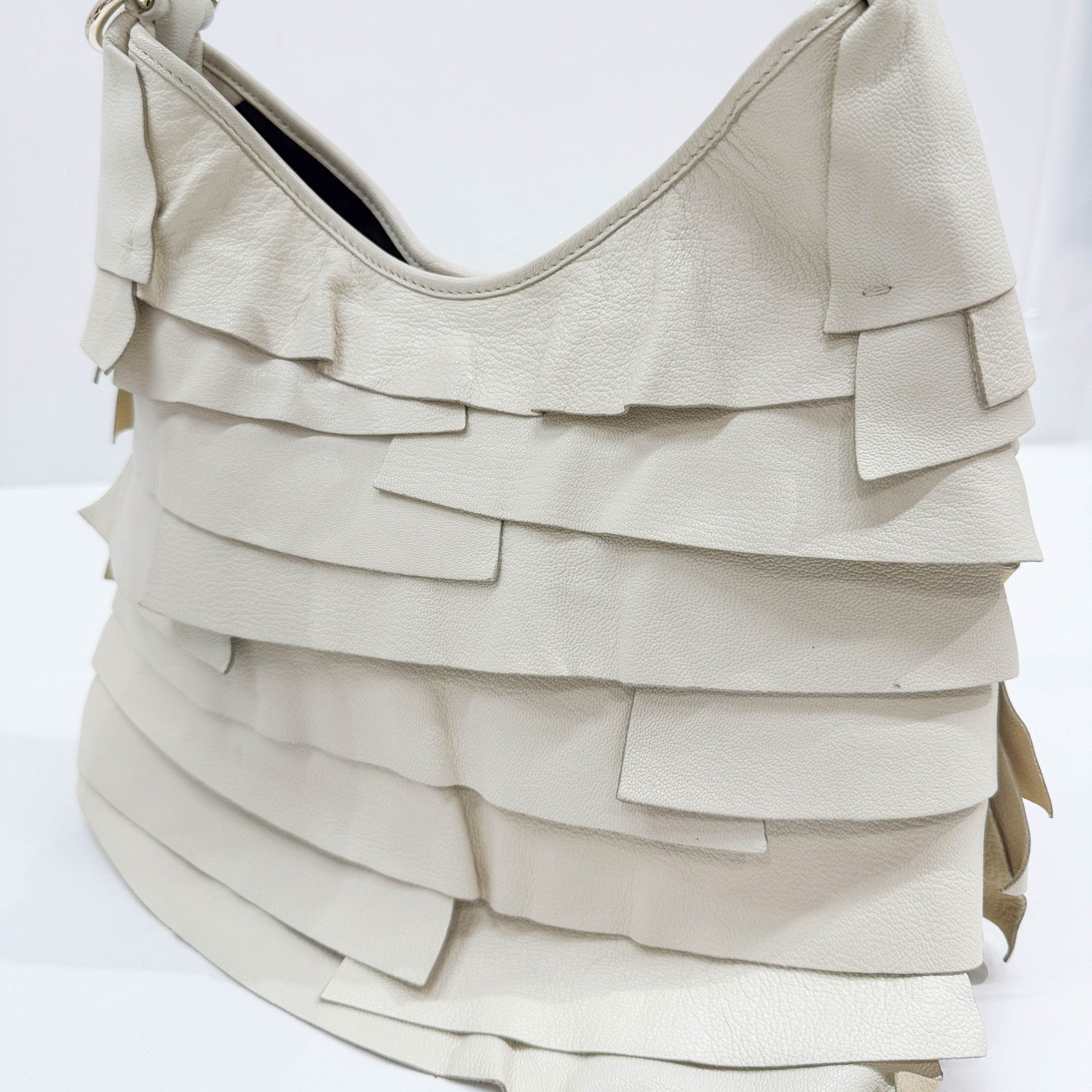 Saint Tropez Offwhite Leather Shoulder Bag