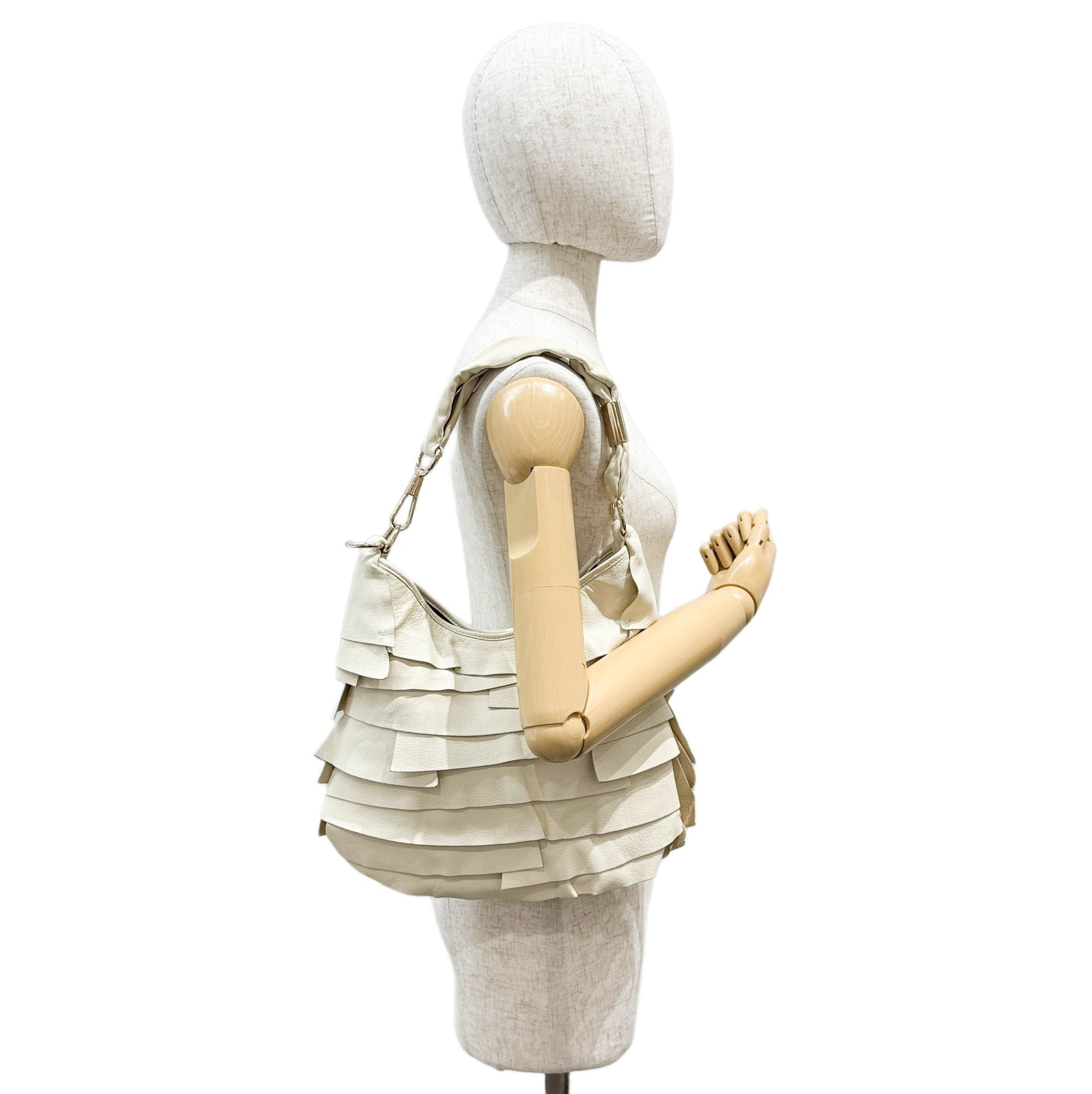 Saint Tropez Offwhite Leather Shoulder Bag