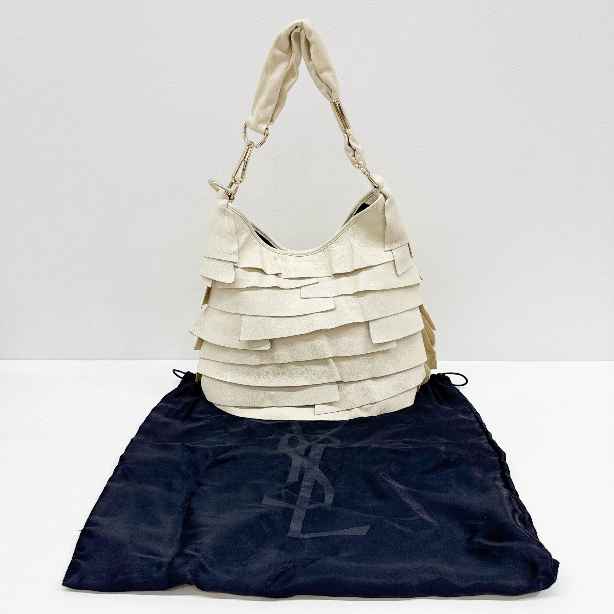 Saint Tropez Offwhite Leather Shoulder Bag