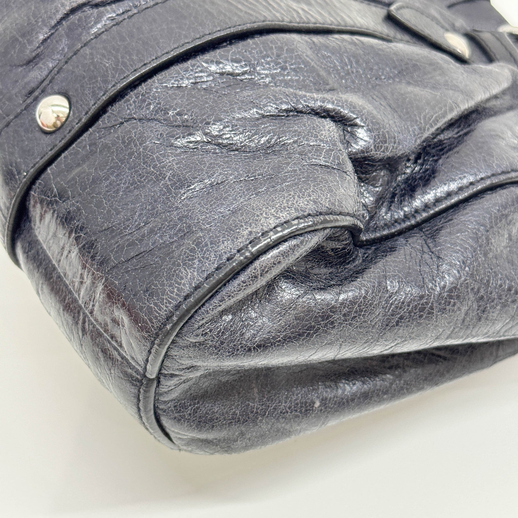 Vitello Black Leather Hand Bag