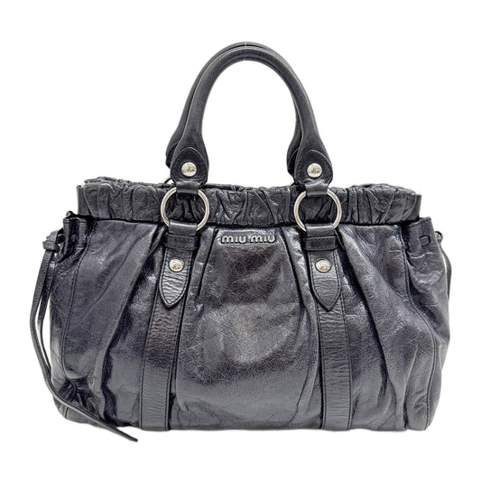 Vitello Black Leather Hand Bag