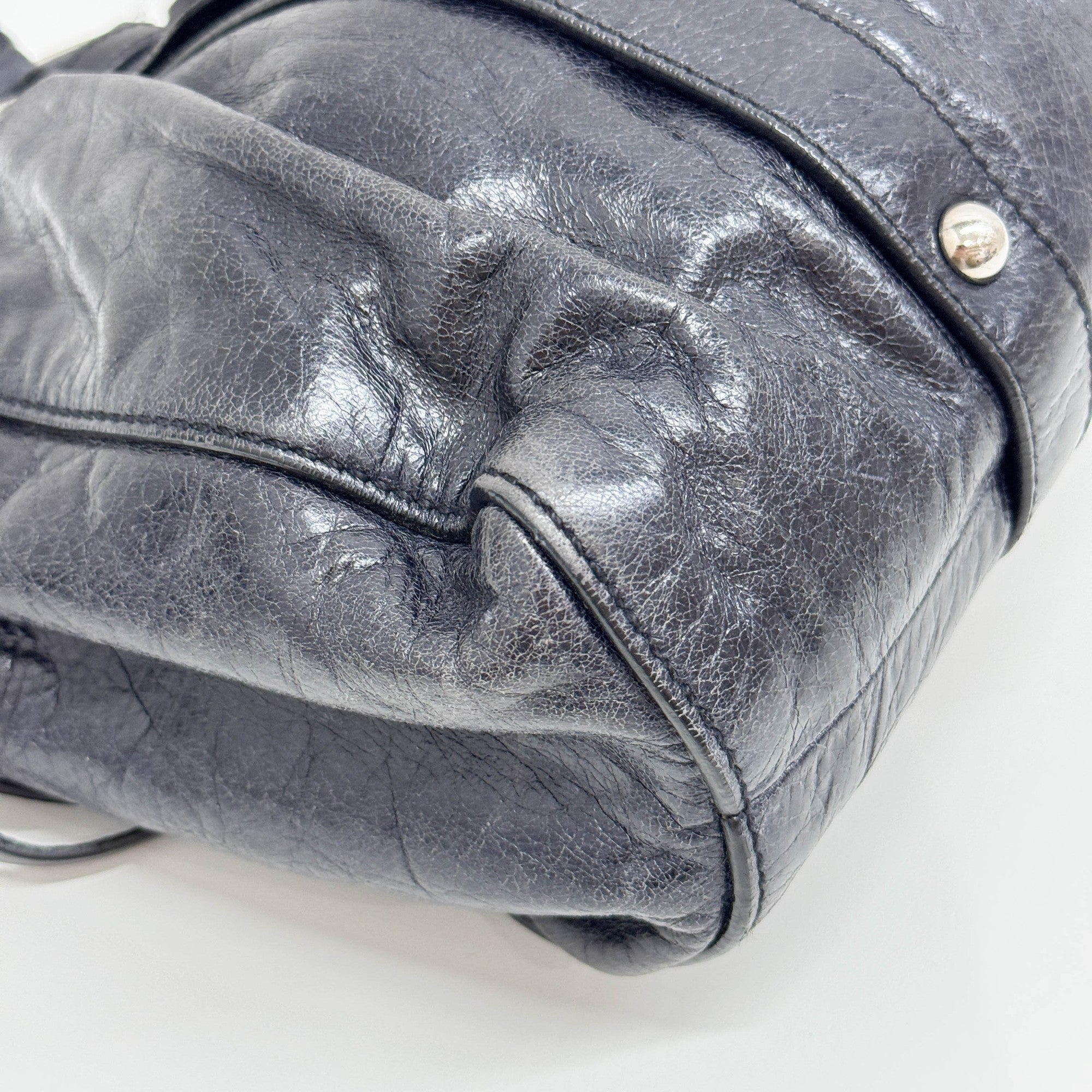 Vitello Black Leather Hand Bag