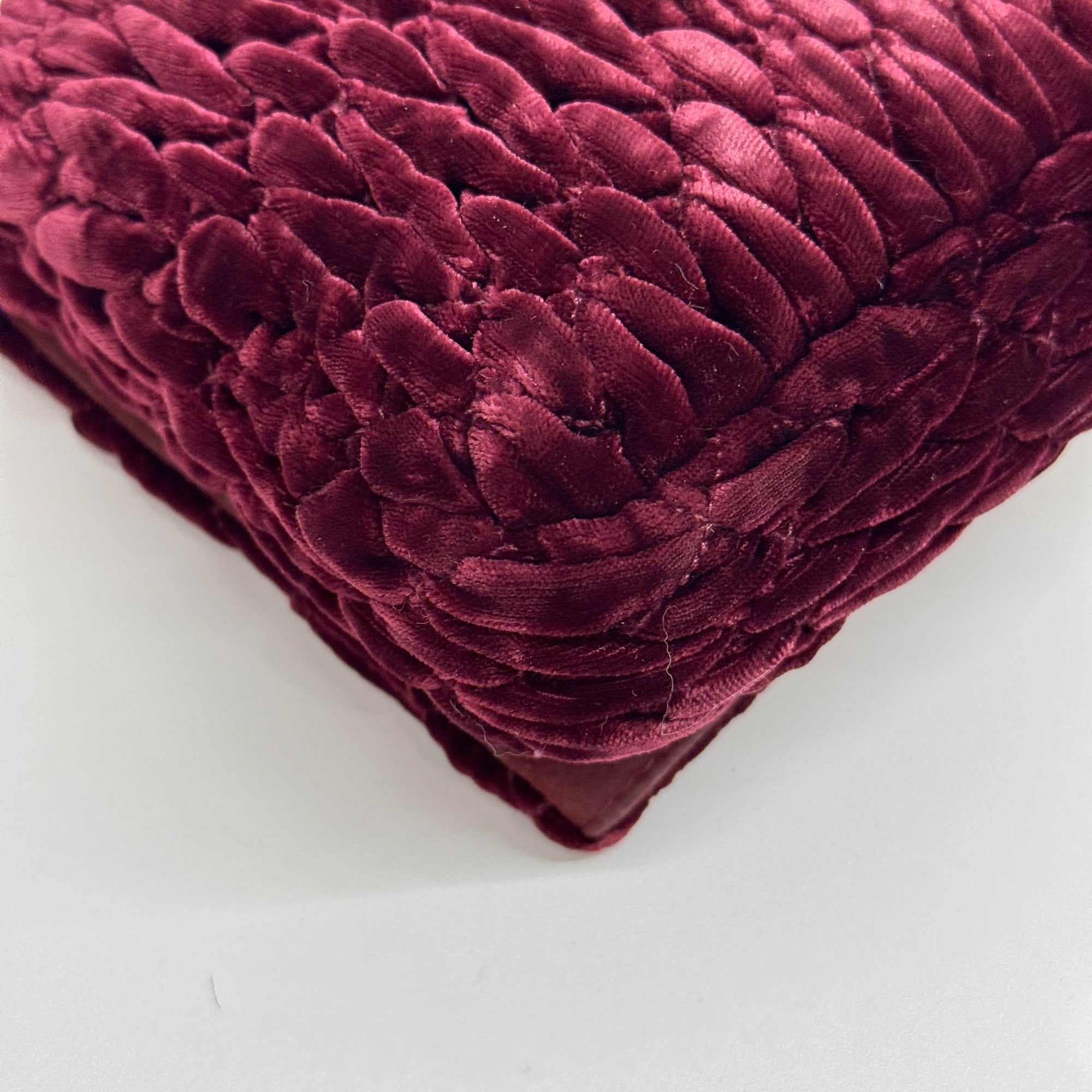 Crystal Chain Wine Red Matelasse Velvet Shoulder Bag