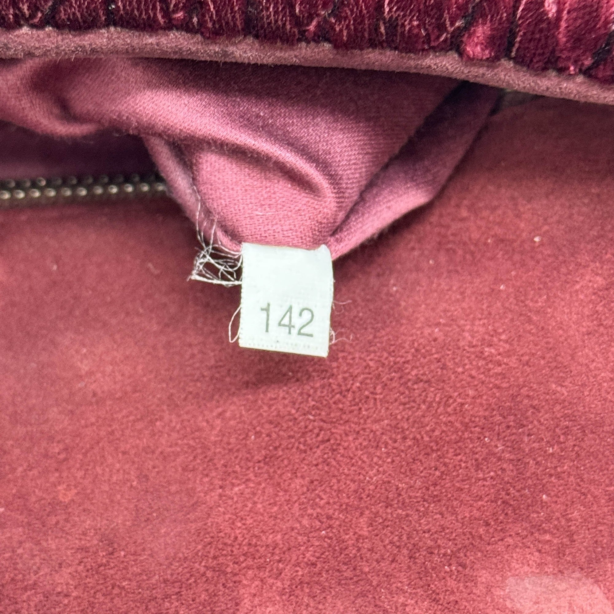 Crystal Chain Wine Red Matelasse Velvet Shoulder Bag