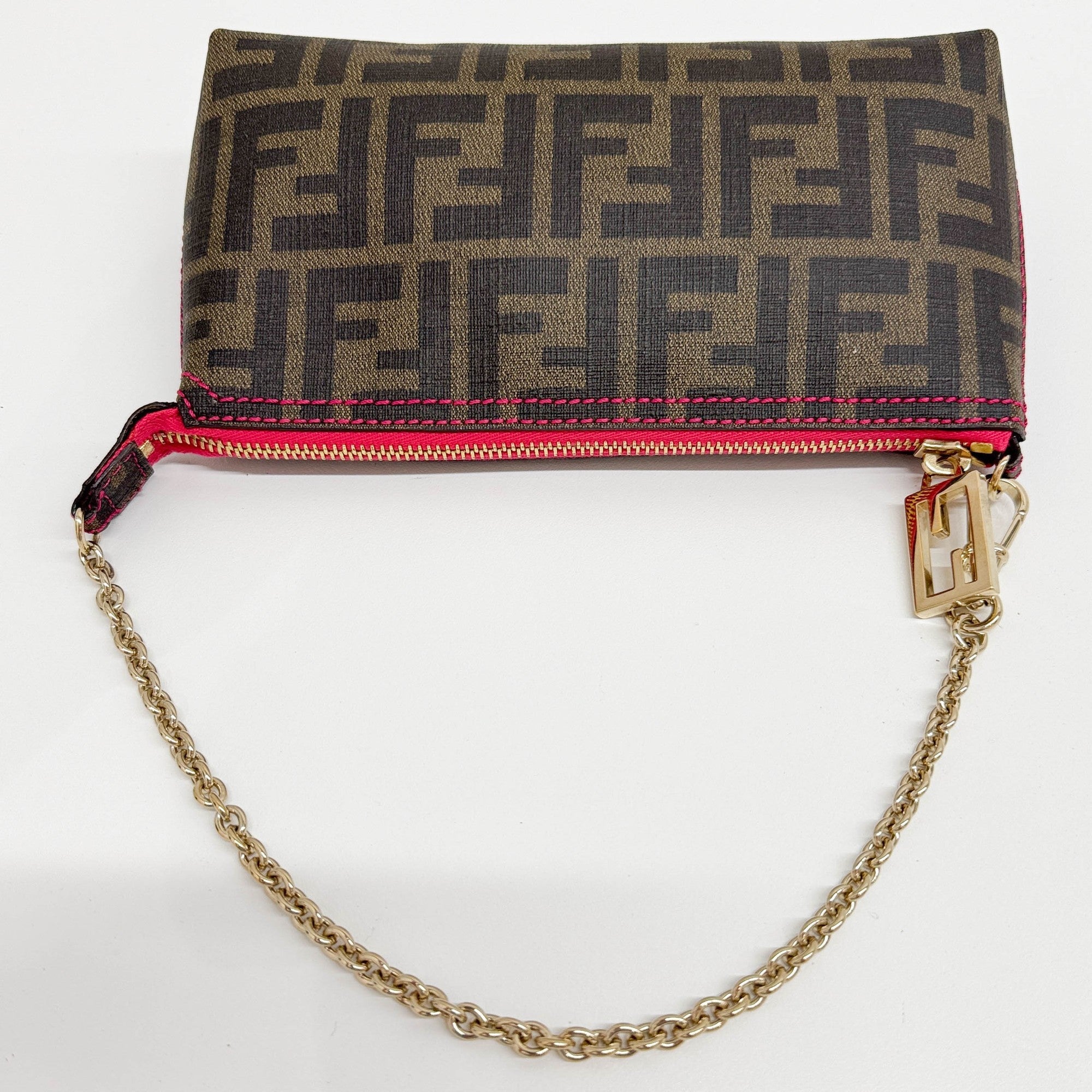 Zucca Brown Canvas Chain Shoulder Bag