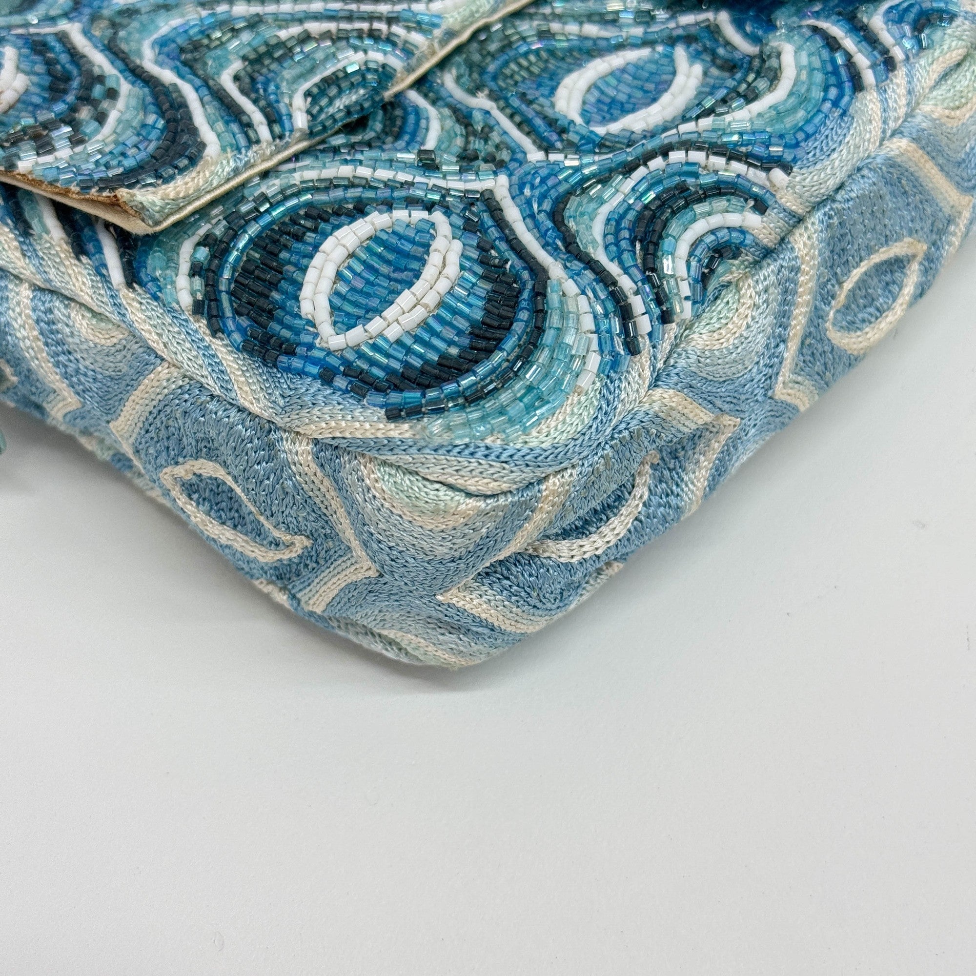 Baguette Blue Beaded Shoulder Bag