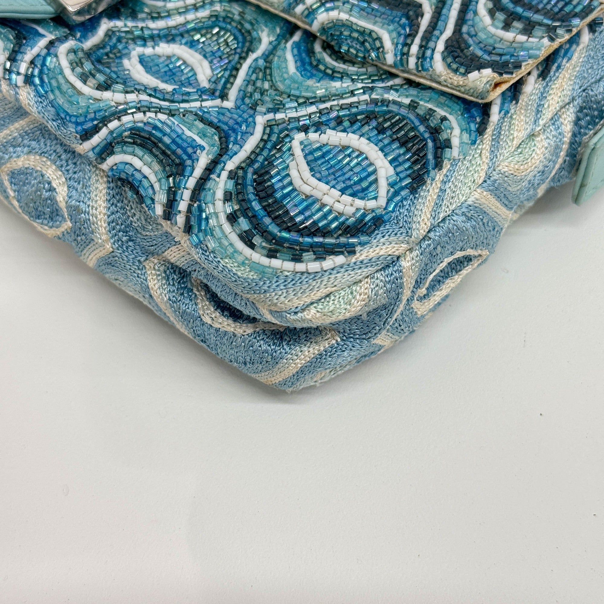 Baguette Blue Beaded Shoulder Bag