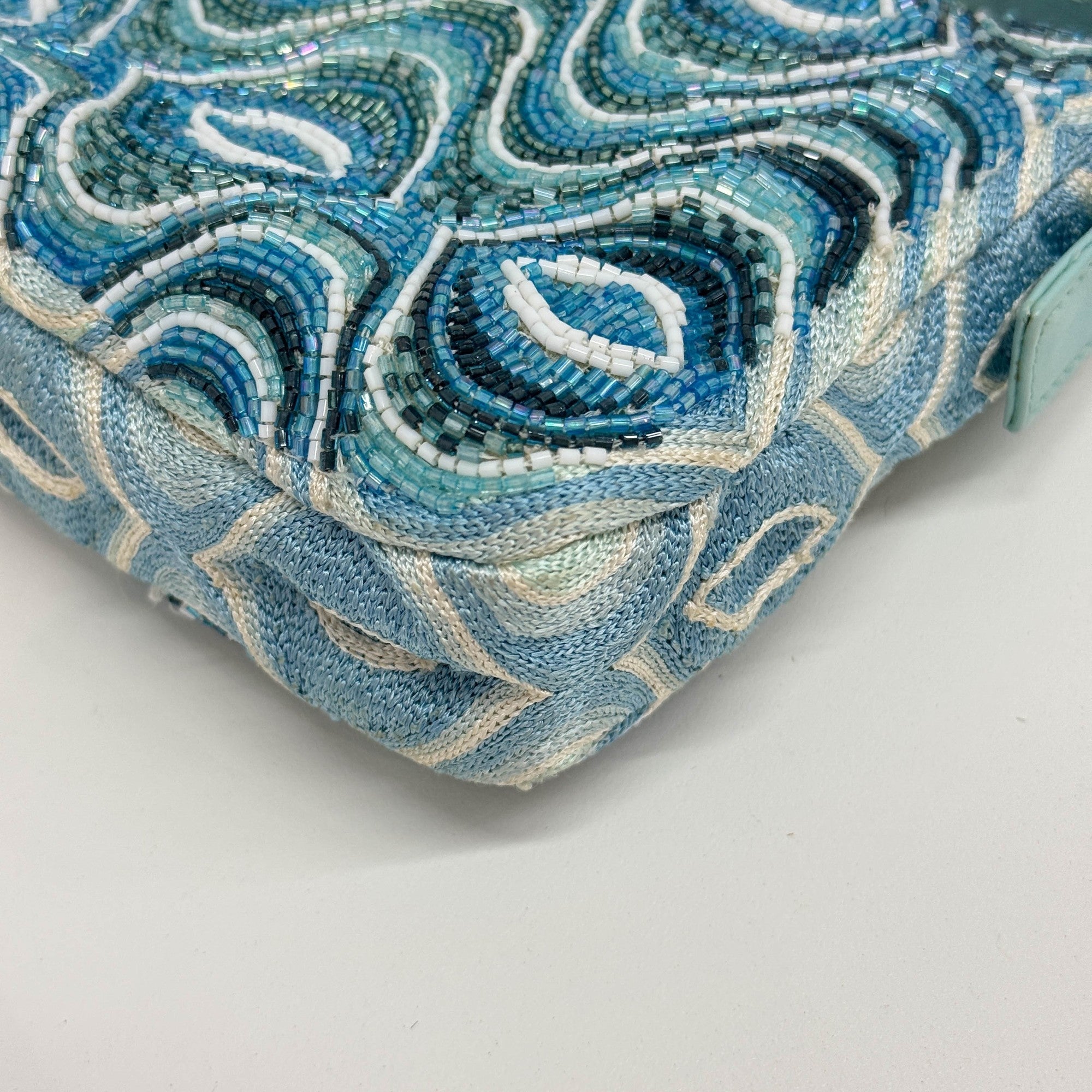 Baguette Blue Beaded Shoulder Bag