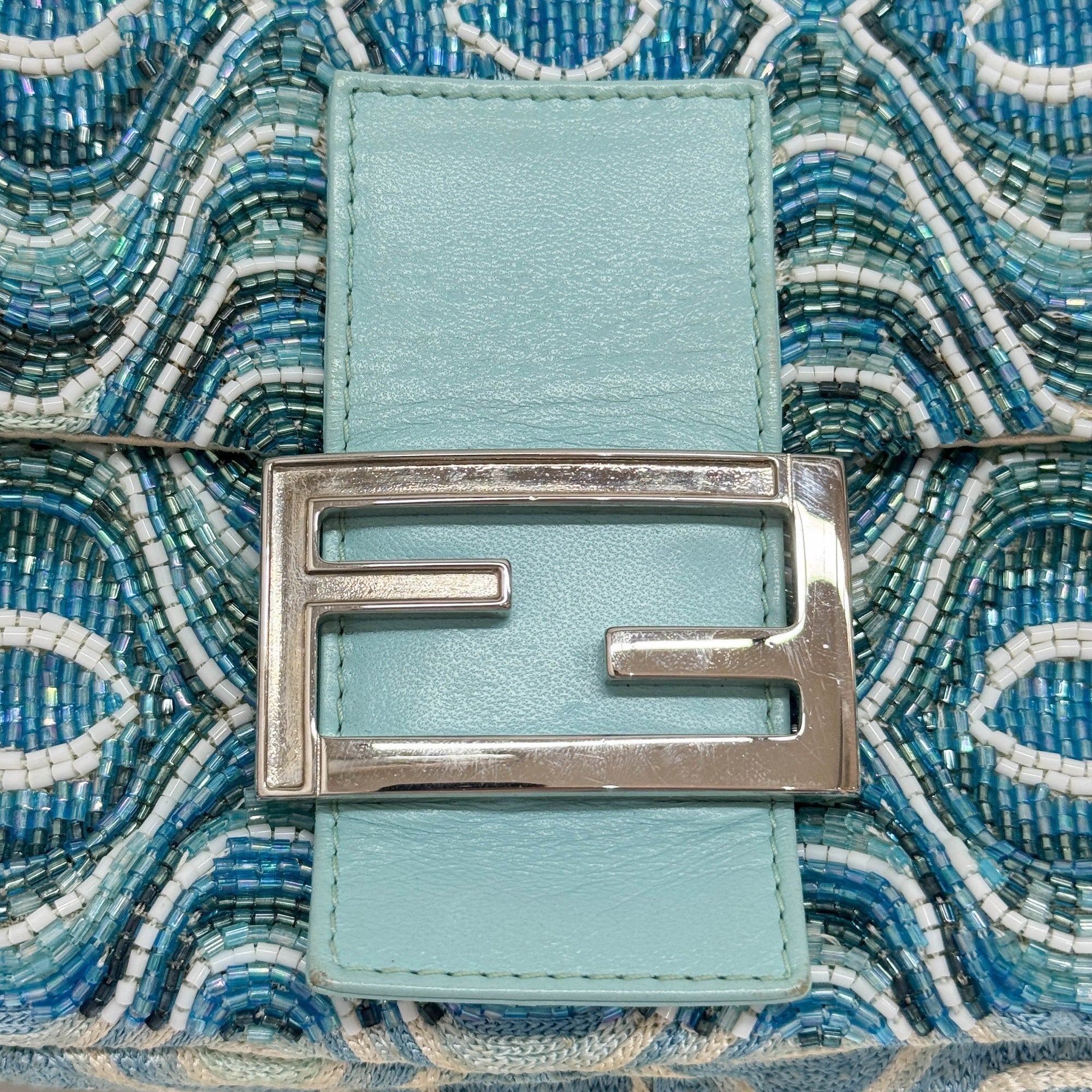 Baguette Blue Beaded Shoulder Bag