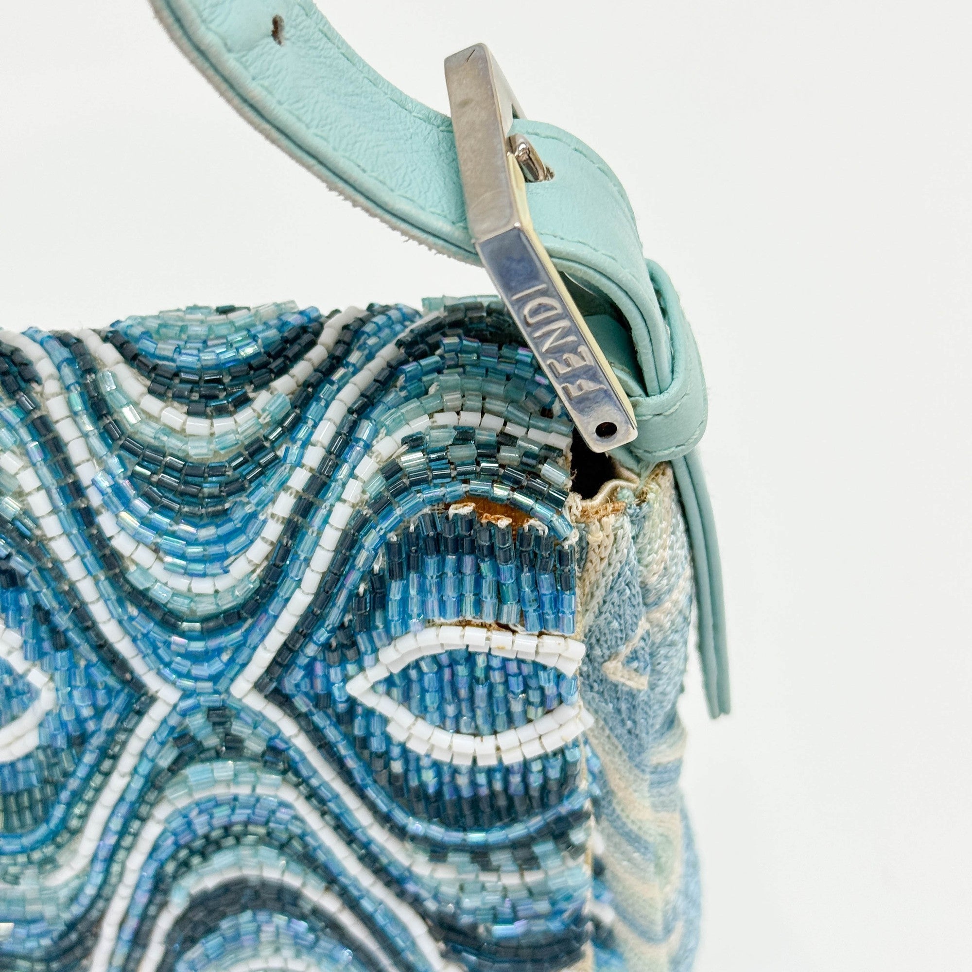 Baguette Blue Beaded Shoulder Bag